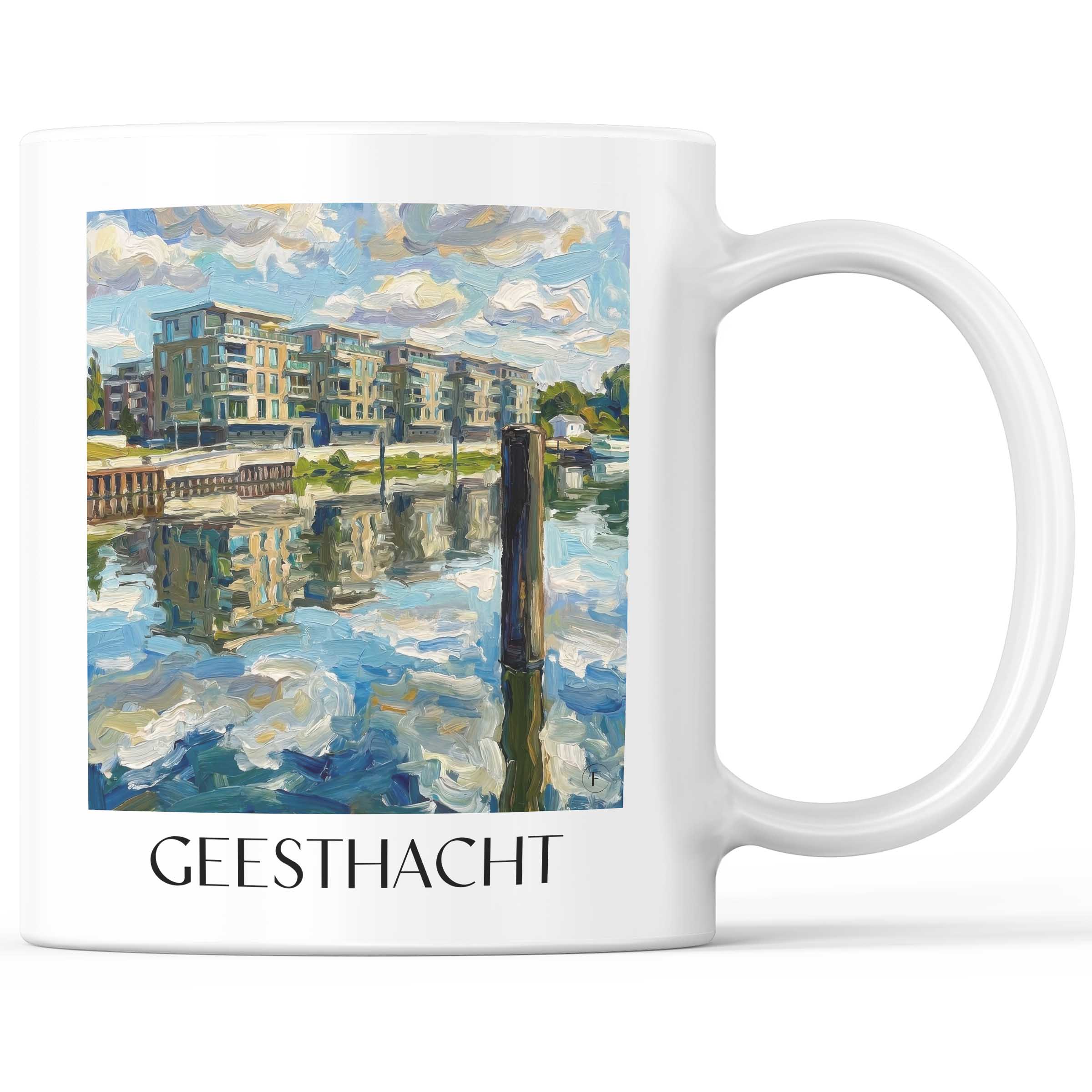Geesthacht Kaffeebecher - Schleswig-Holstein - Deutschland Becher - Kaffeetasse im Ölgemälde Stil
