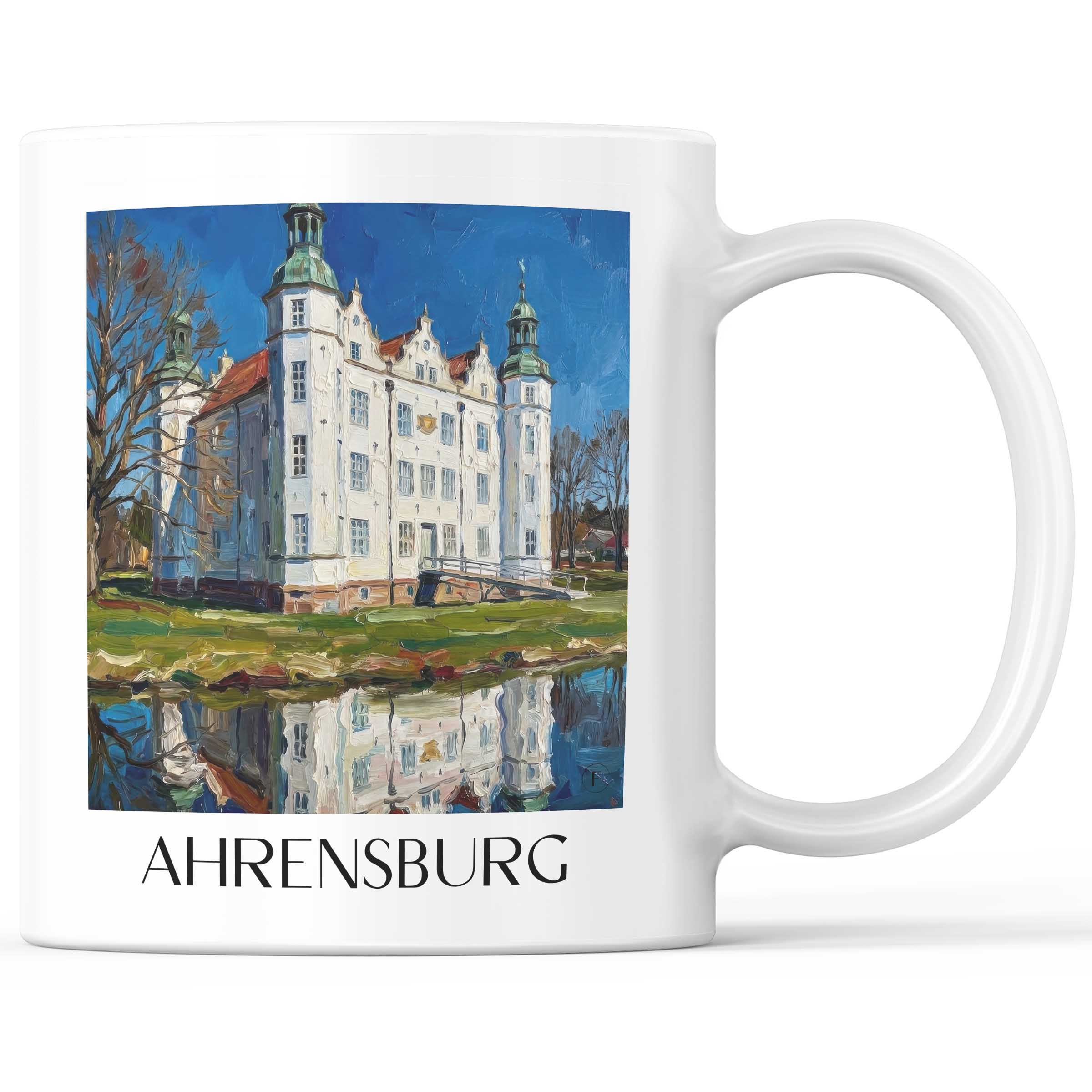 Ahrensburg Kaffeebecher - Schleswig-Holstein - Deutschland Becher - Kaffeetasse im Ölgemälde Stil