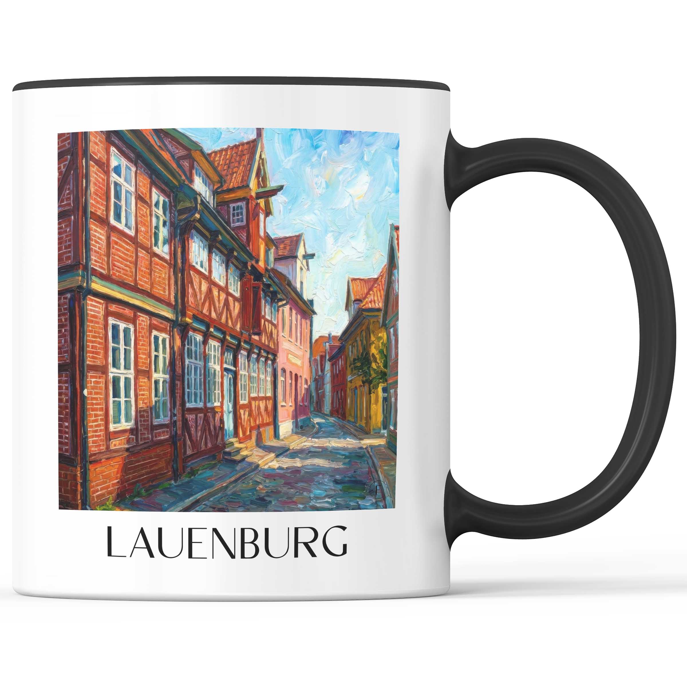 Lauenburg Kaffeebecher - Schleswig-Holstein - Deutschland Becher - Kaffeetasse im Ölgemälde Stil