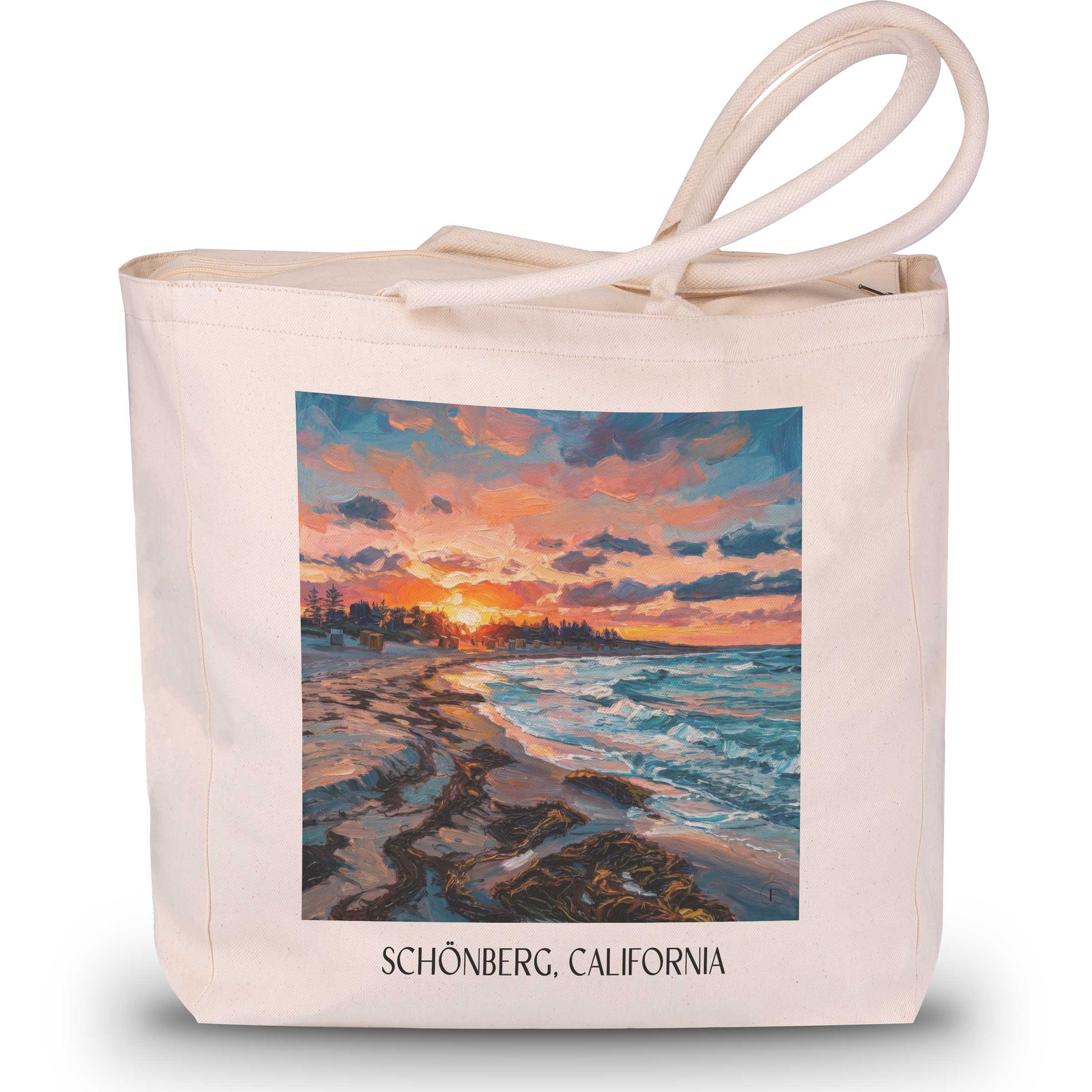 Schönberg-Kalifornien Shopping Tasche - Schleswig-Holstein - Deutschland Tote Bag - Einkaufstasche im Ölgemälde Stil
