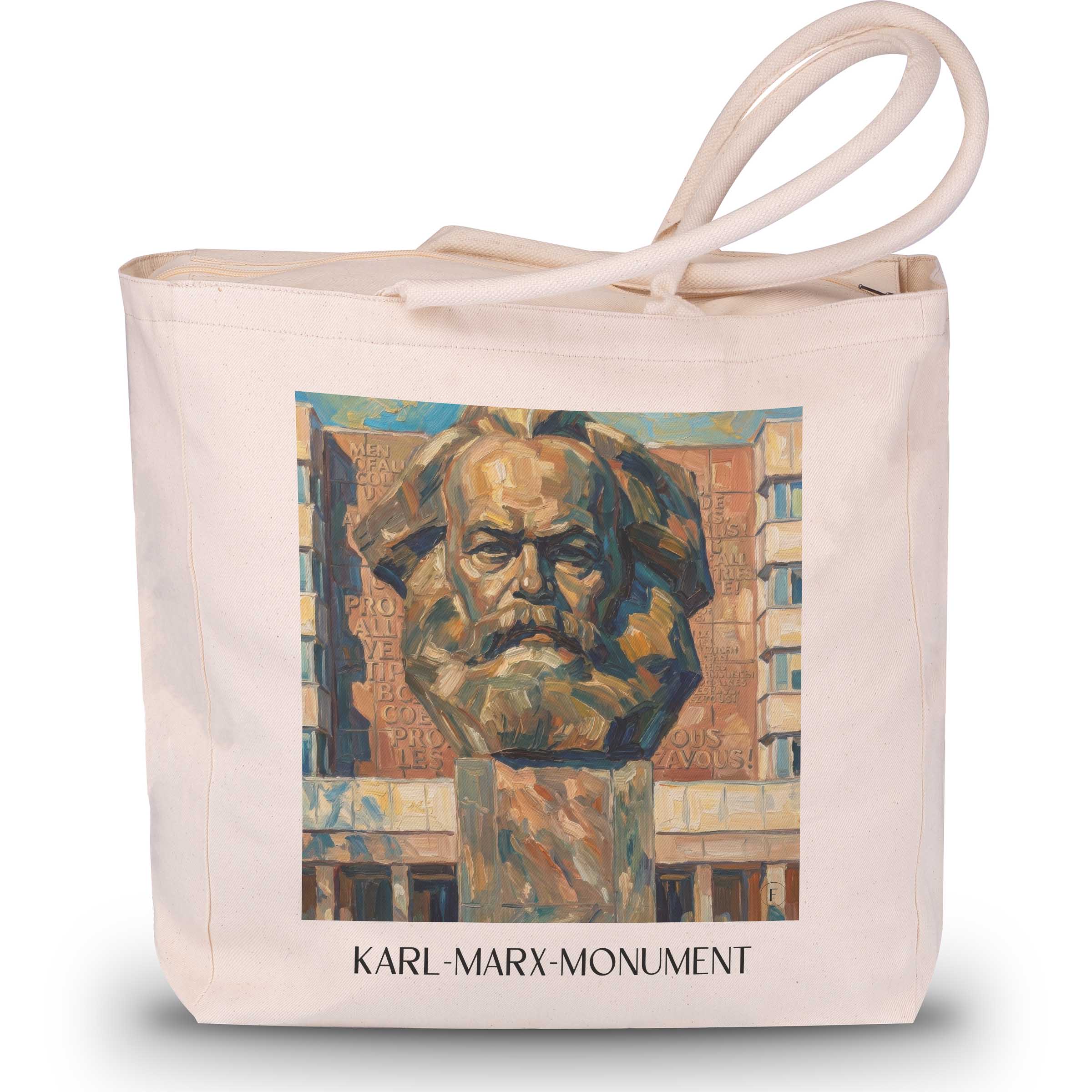 karl-marx-monument-chemnitz-deutschland-einkaufstasche-oil-painting-oelgemaelde