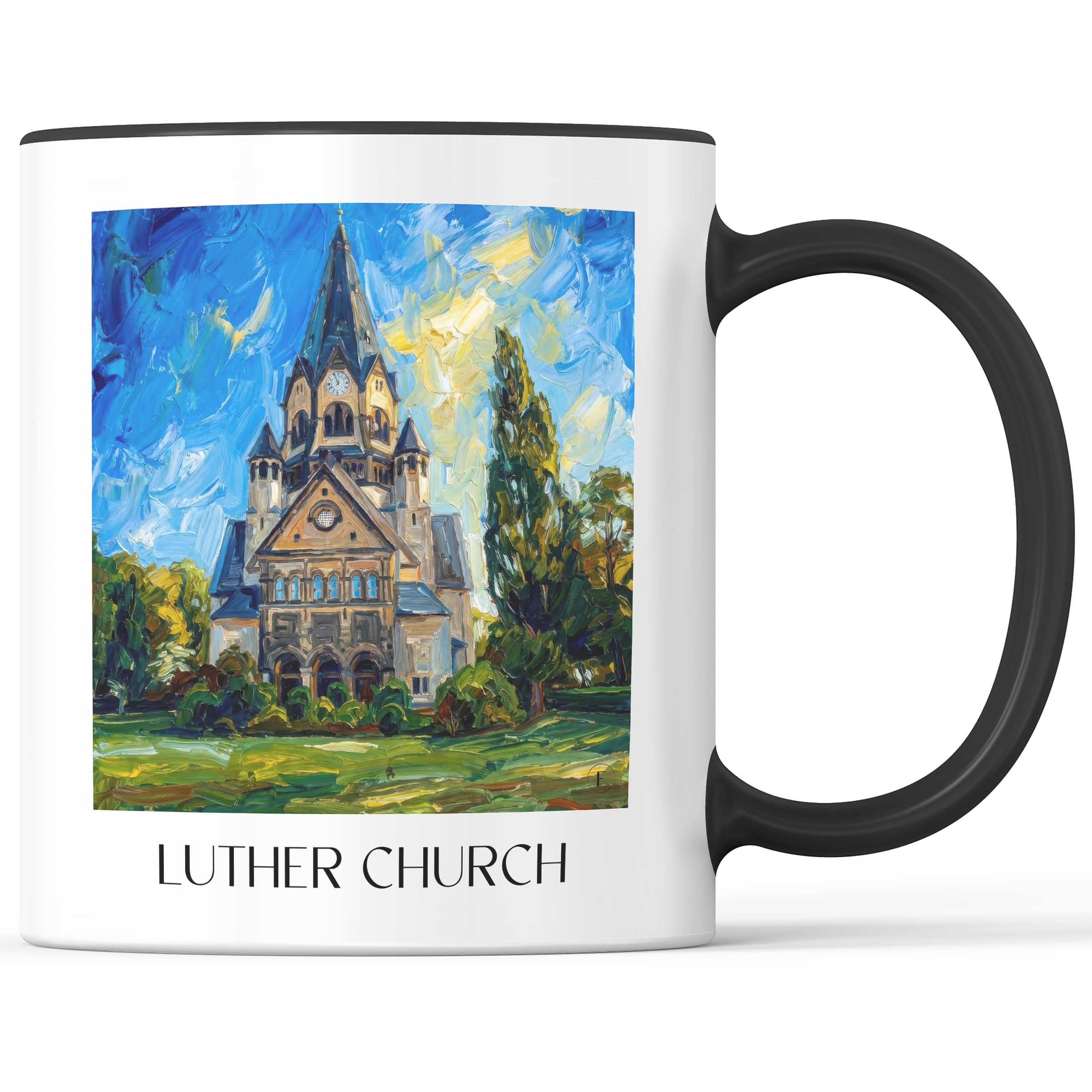 Lutherkirche Kaffeebecher - Chemnitz - Deutschland Becher - Kaffeetasse im Ölgemälde Stil