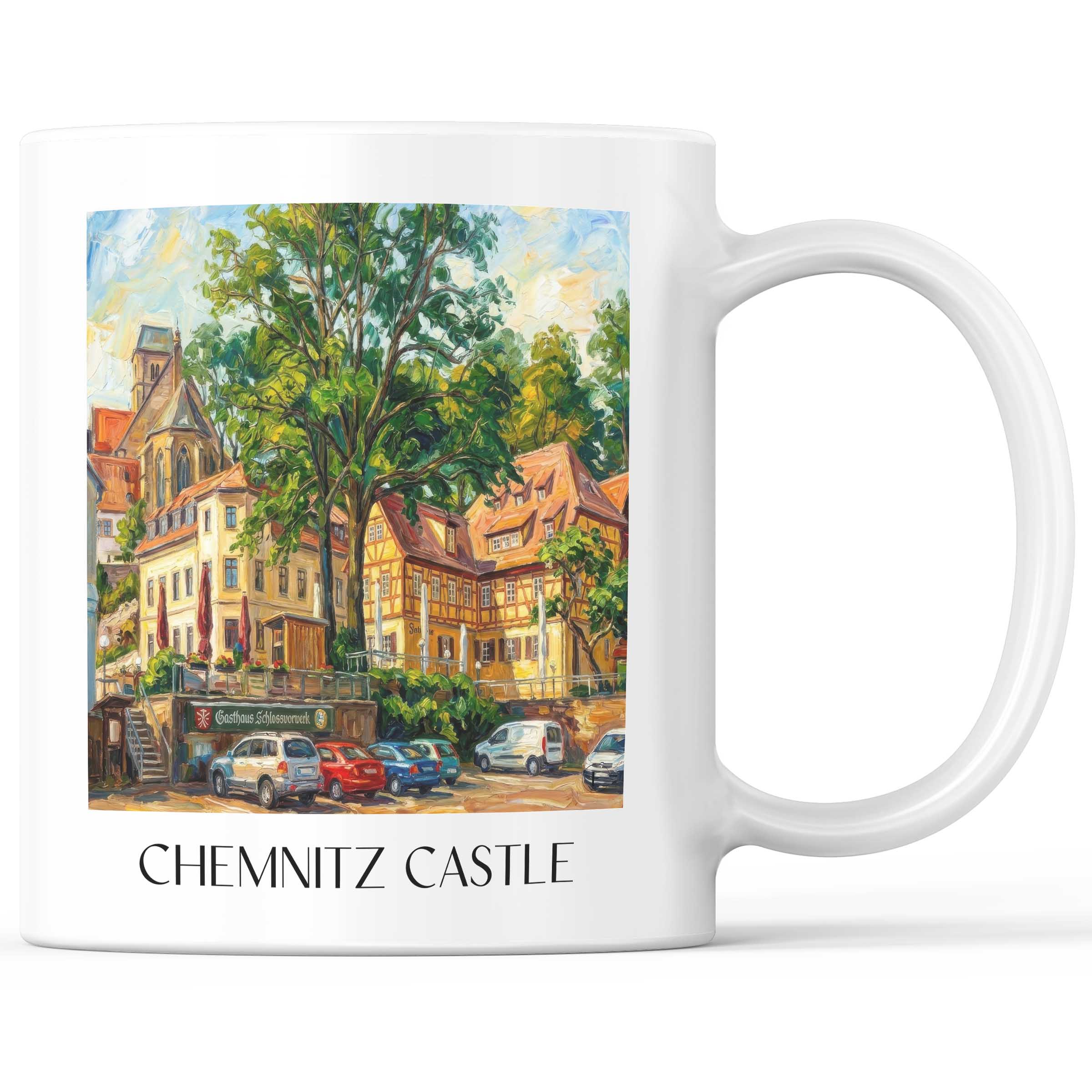 Schloßchemnitz Kaffeebecher - Chemnitz - Deutschland Becher - Kaffeetasse im Ölgemälde Stil