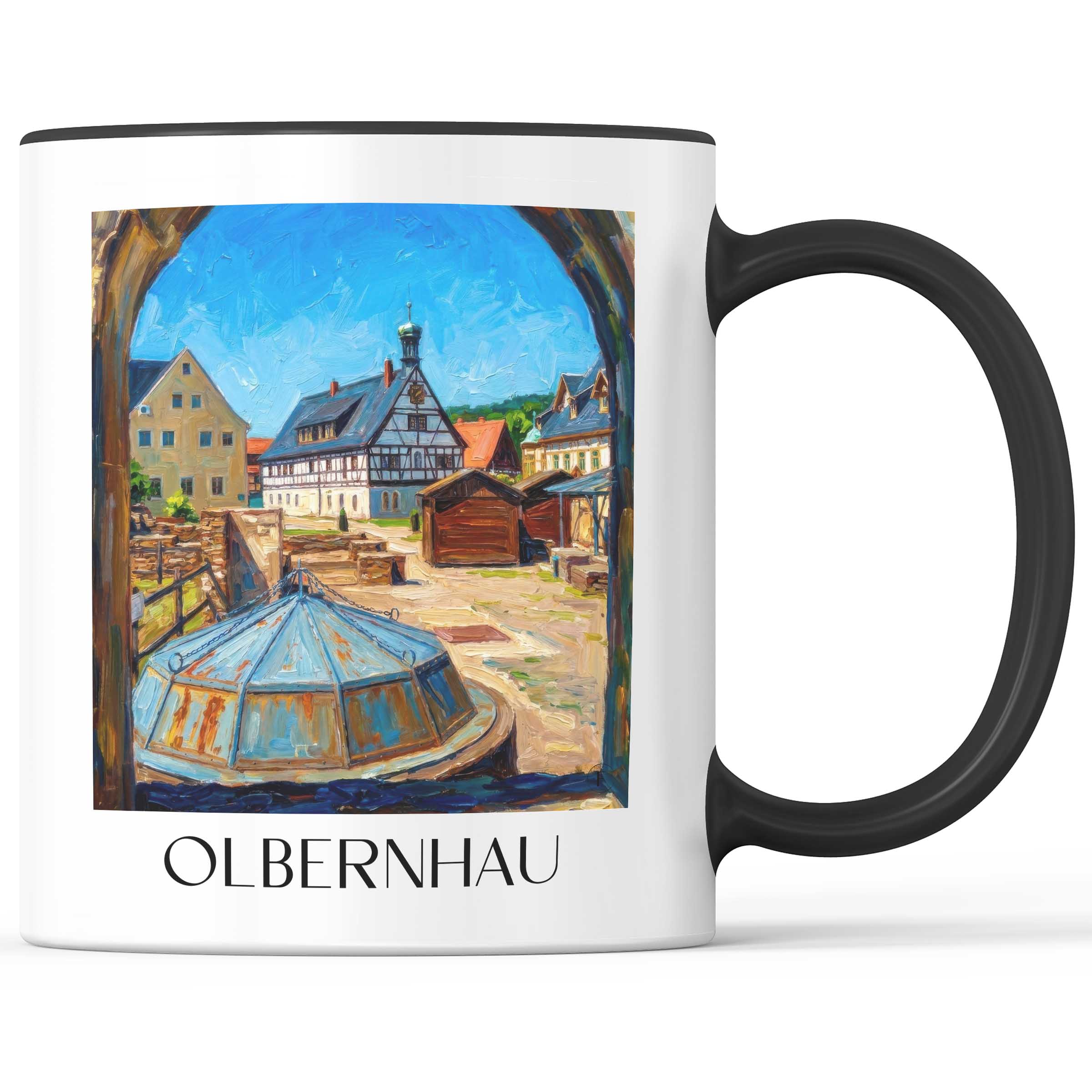 Olbernhau Kaffeebecher - Erzgebirge - Deutschland Becher - Kaffeetasse im Ölgemälde Stil