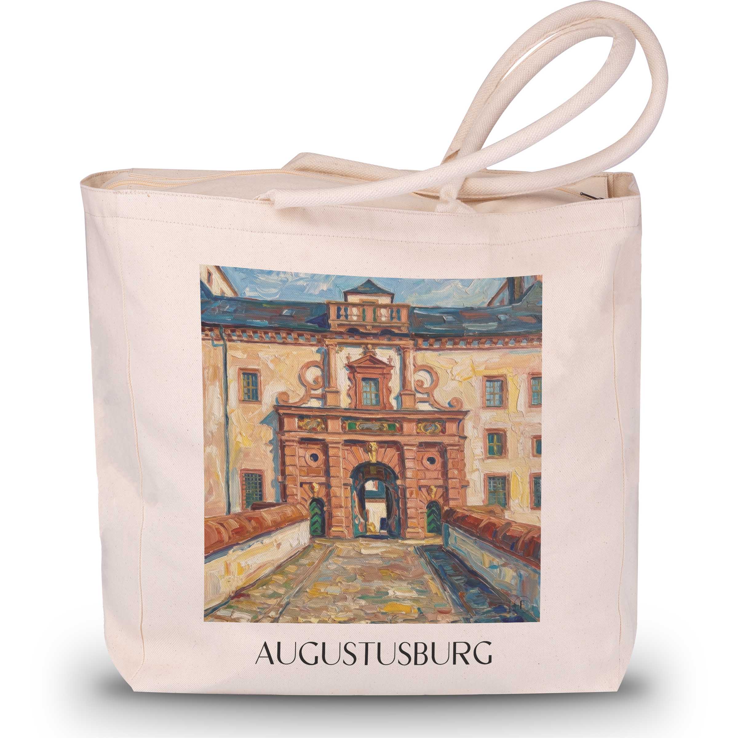 augustusburg-erzgebirge-deutschland-einkaufstasche-oil-painting-oelgemaelde