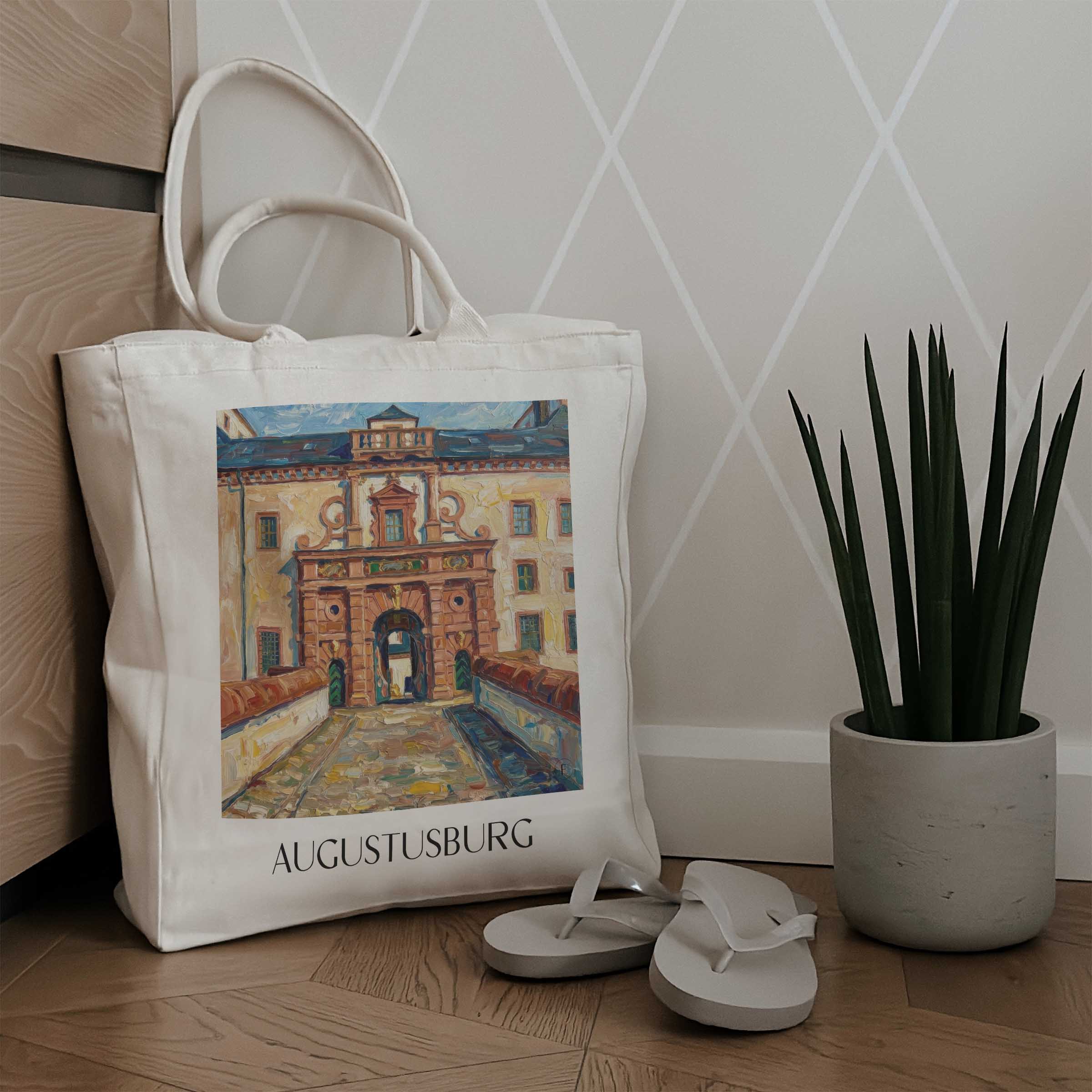 augustusburg-erzgebirge-deutschland-einkaufstasche-oil-painting-oelgemaelde