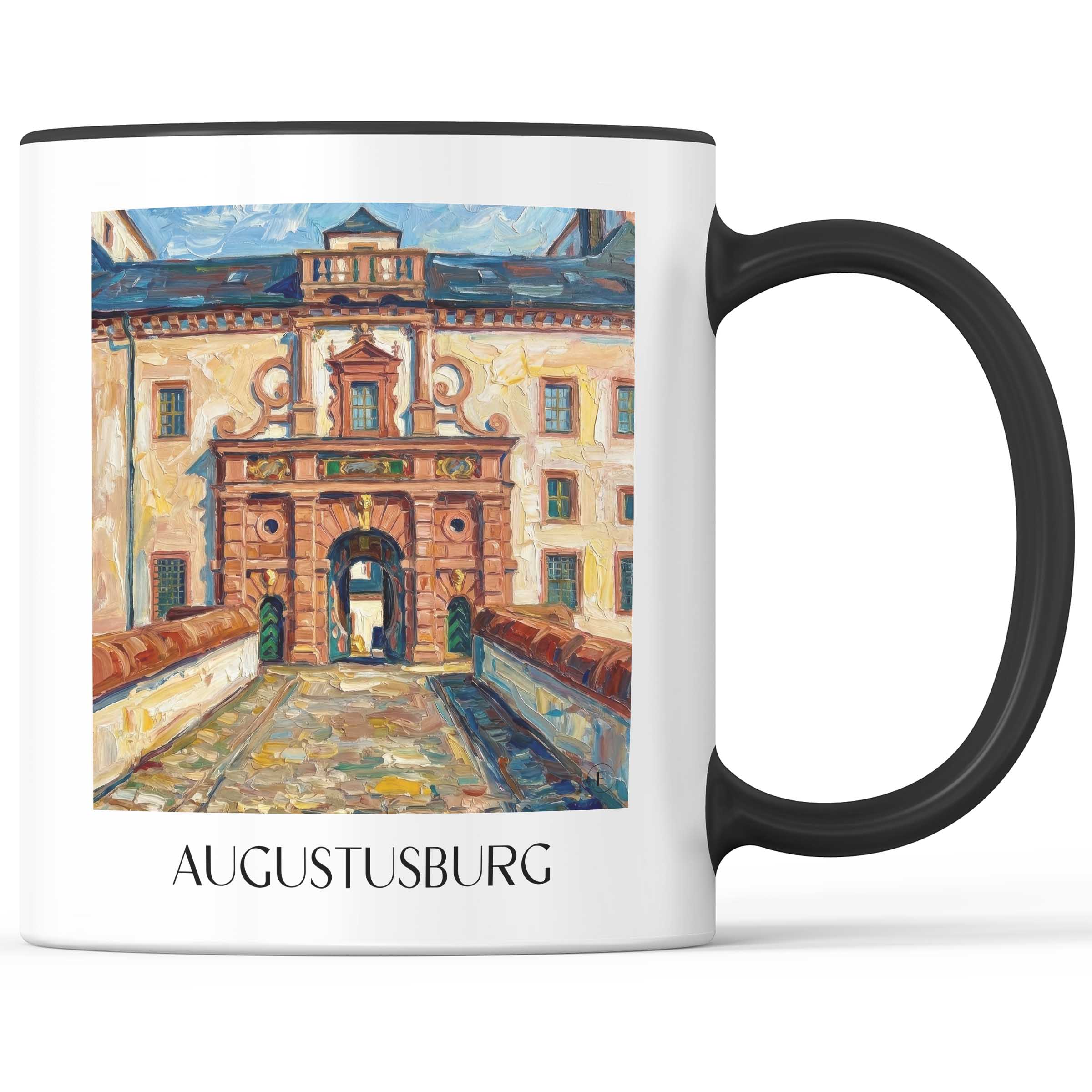 Augustusburg Kaffeebecher - Erzgebirge - Deutschland Becher - Kaffeetasse im Ölgemälde Stil