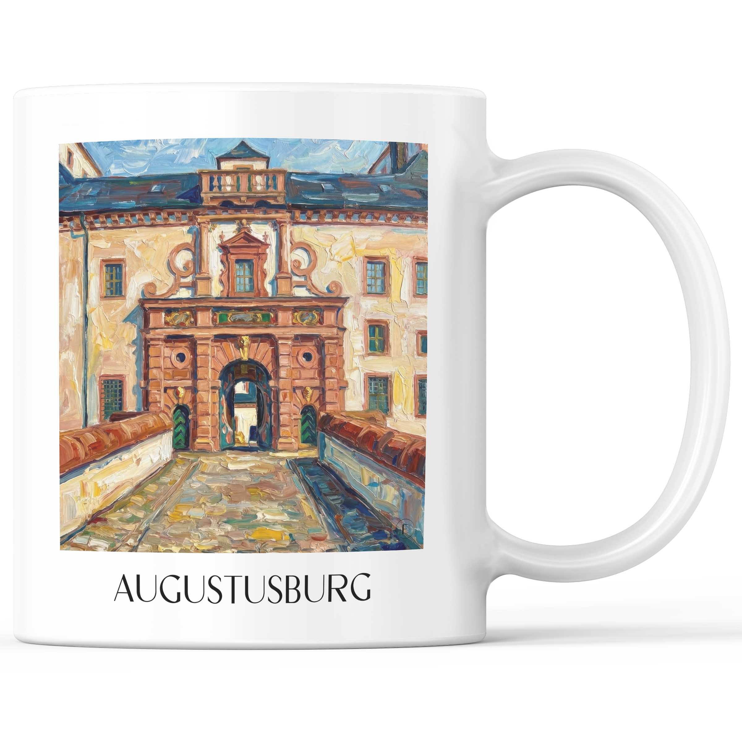 Augustusburg Kaffeebecher - Erzgebirge - Deutschland Becher - Kaffeetasse im Ölgemälde Stil