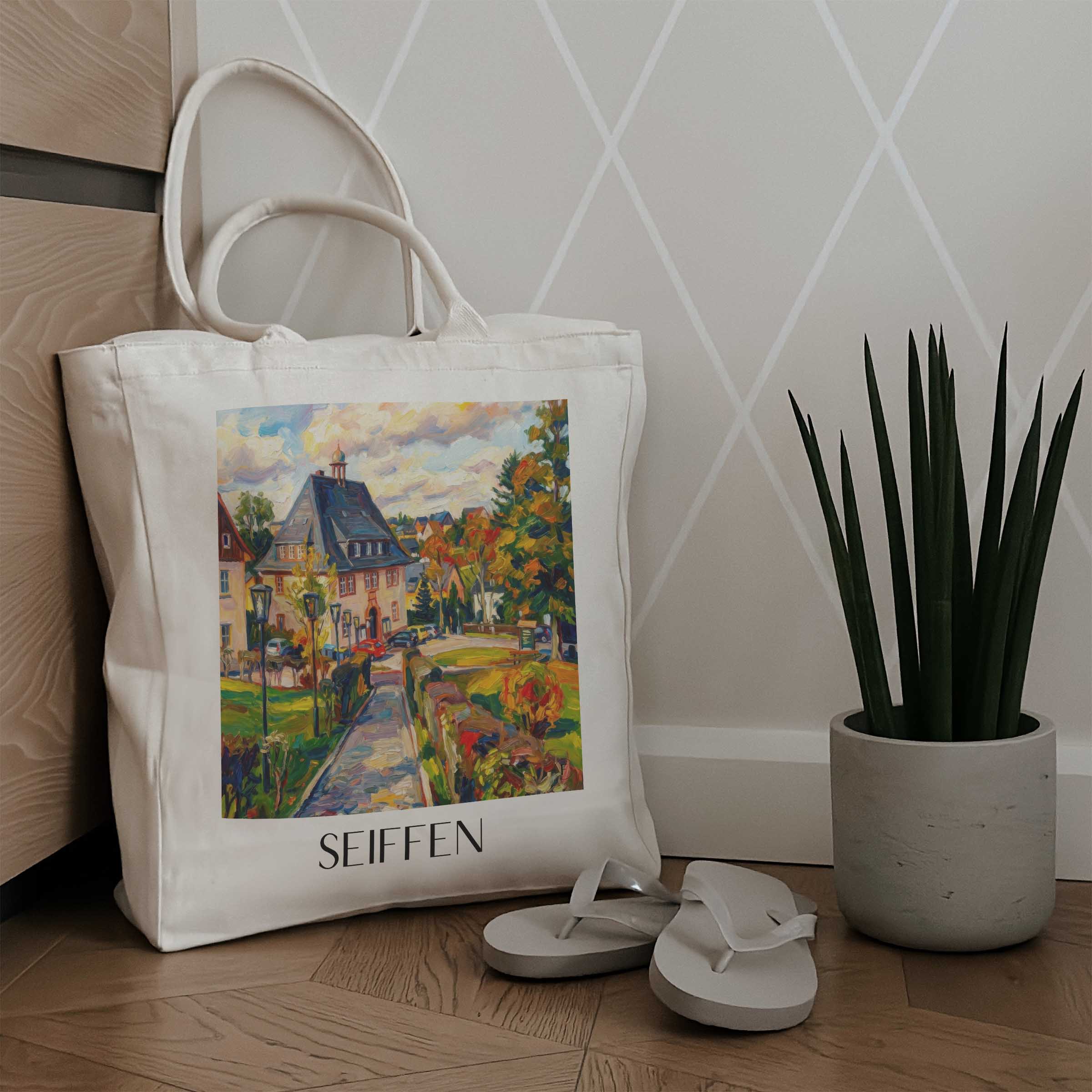 seiffen-erzgebirge-deutschland-einkaufstasche-oil-painting-oelgemaelde