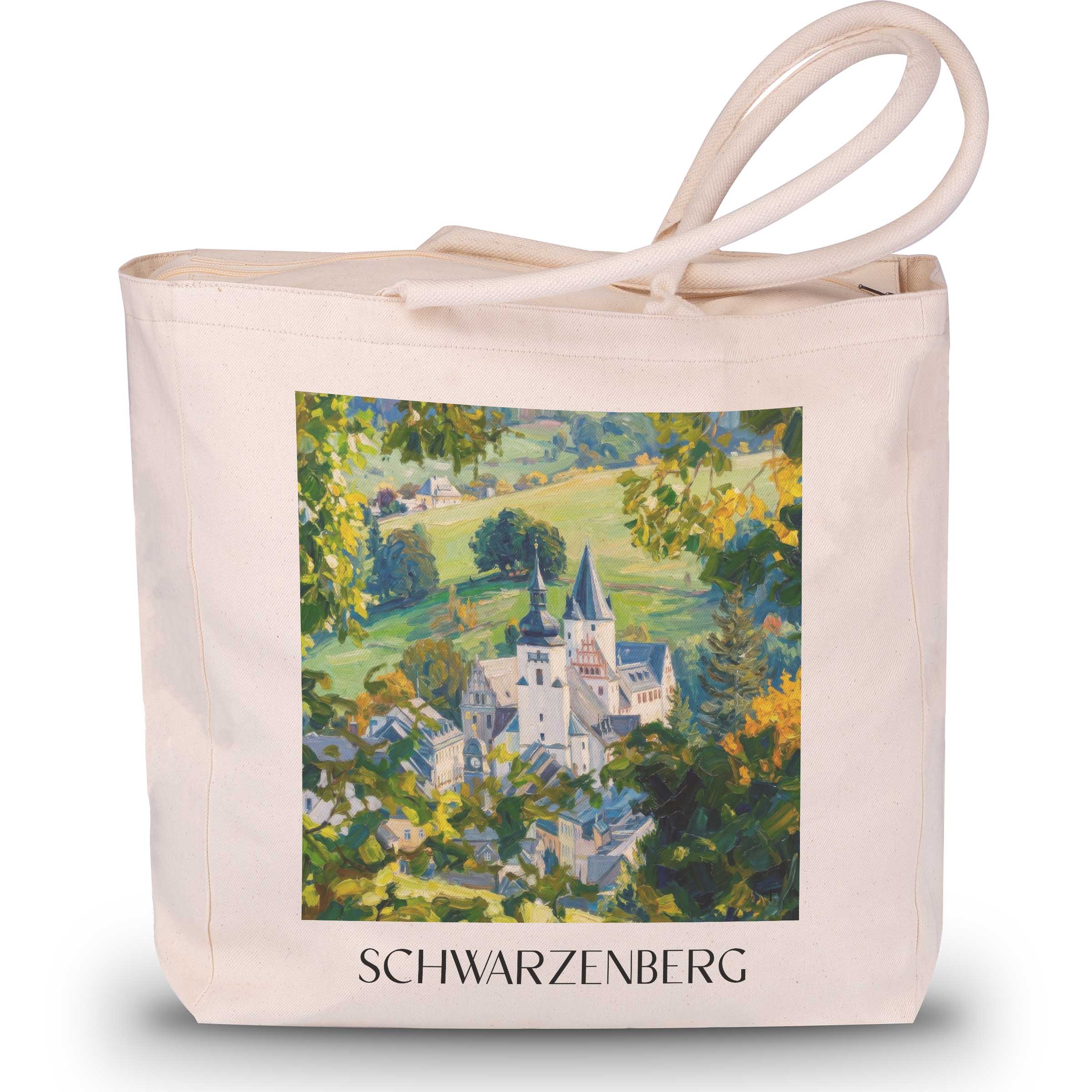 Schwarzenberg Shopping Tasche - Erzgebirge - Deutschland Tote Bag - Einkaufstasche im Ölgemälde Stil