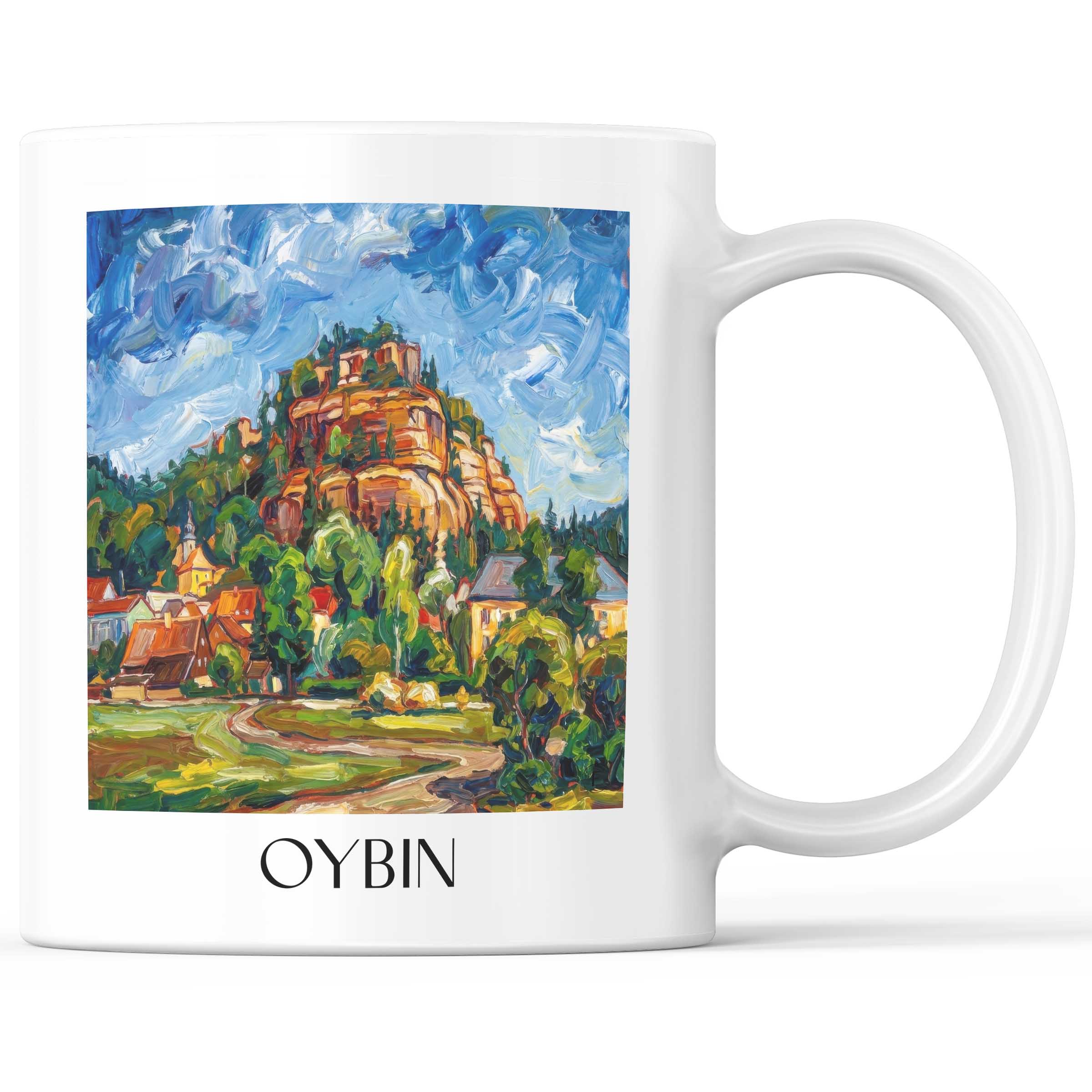 Oybin Kaffeebecher - Sachsen - Deutschland Becher - Kaffeetasse im Ölgemälde Stil