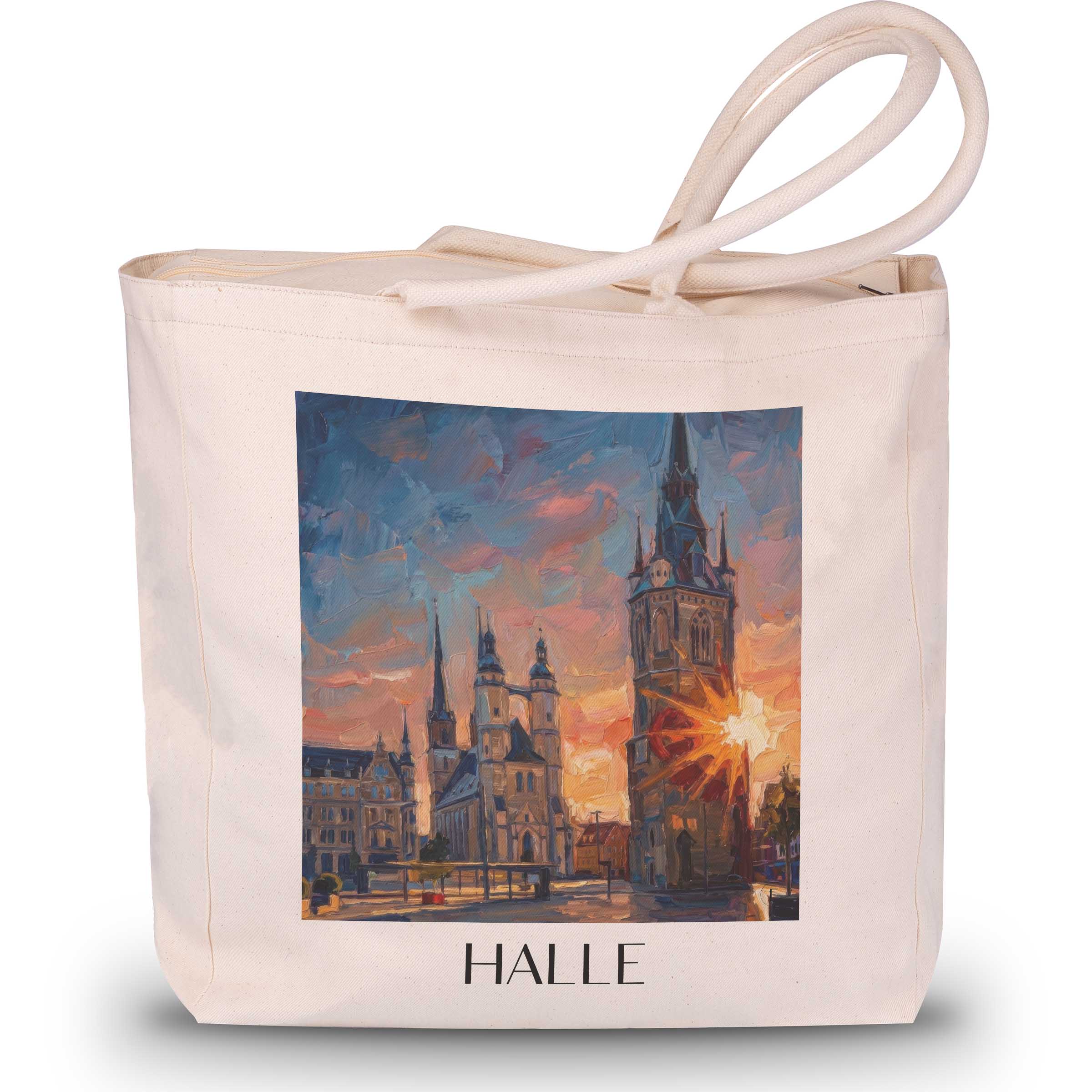 Halle Shopping Tasche - Sachsen-Anhalt - Deutschland Tote Bag - Einkaufstasche im Ölgemälde Stil