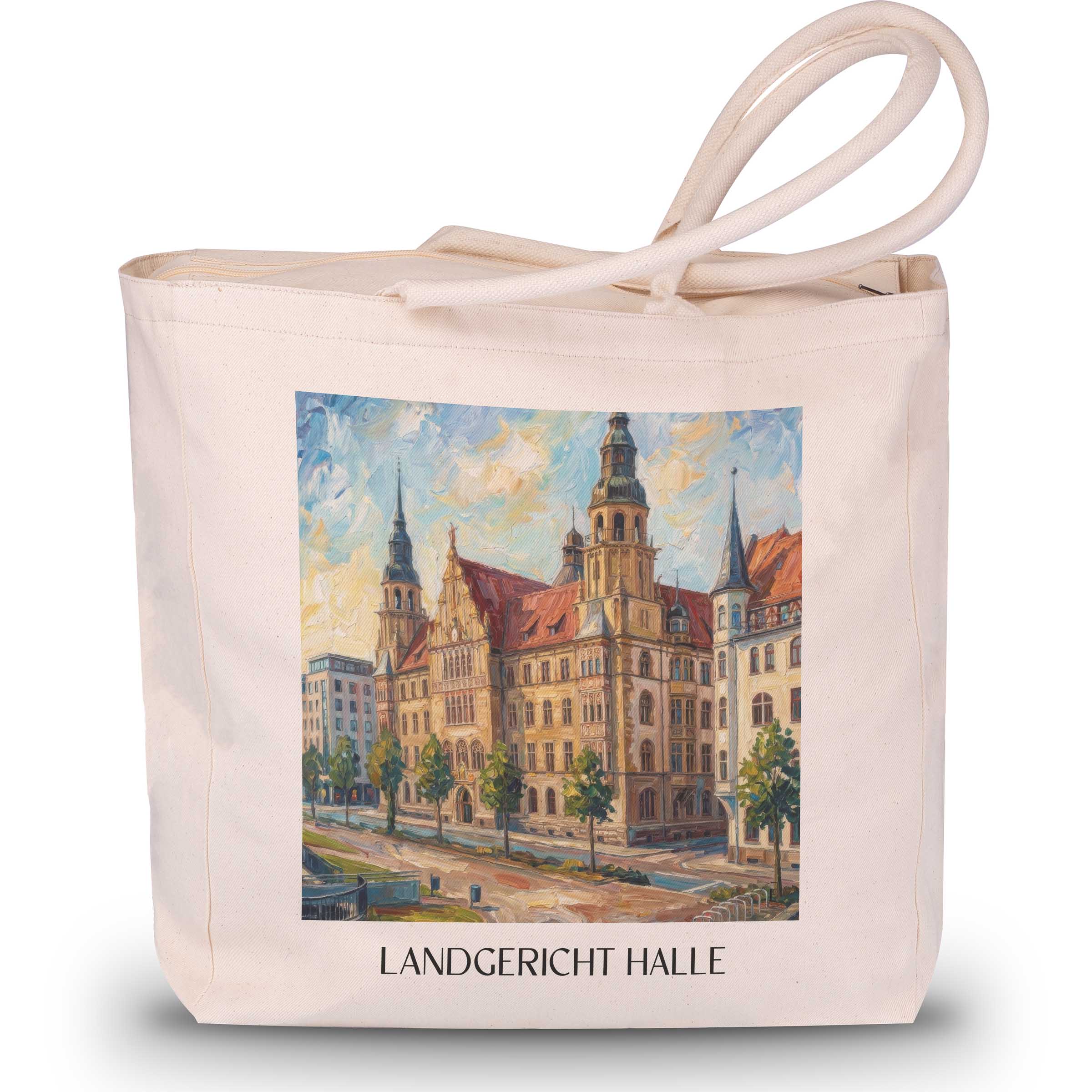 landgericht-halle-deutschland-einkaufstasche-oil-painting-oelgemaelde