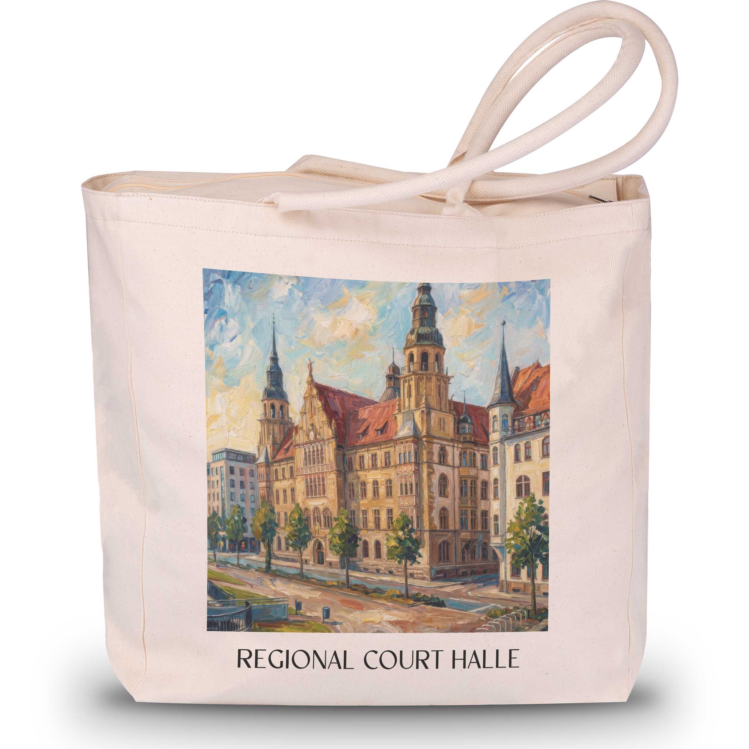 Landgericht Shopping Tasche - Halle - Deutschland Tote Bag - Einkaufstasche im Ölgemälde Stil