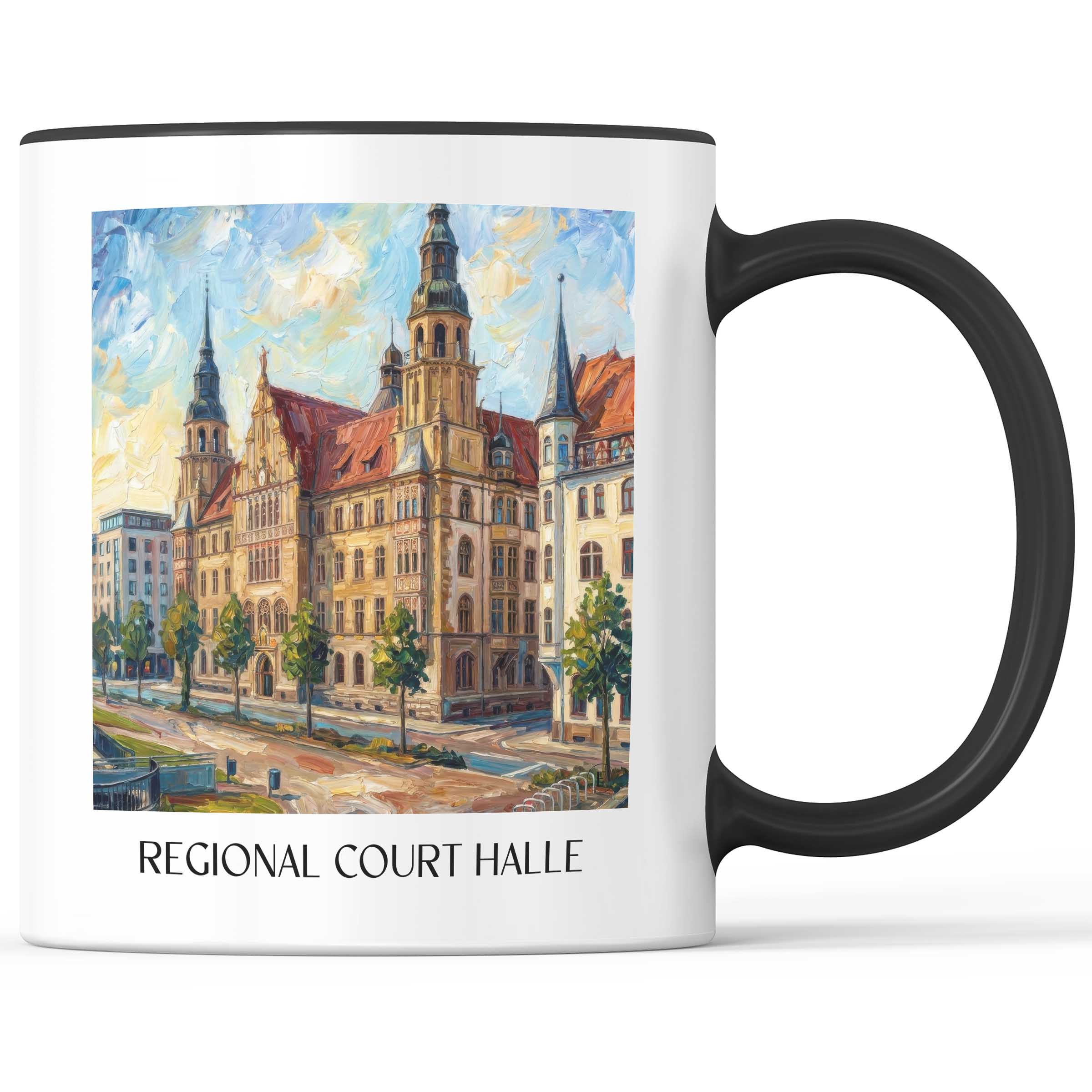 Landgericht Kaffeebecher - Halle - Deutschland Becher - Kaffeetasse im Ölgemälde Stil
