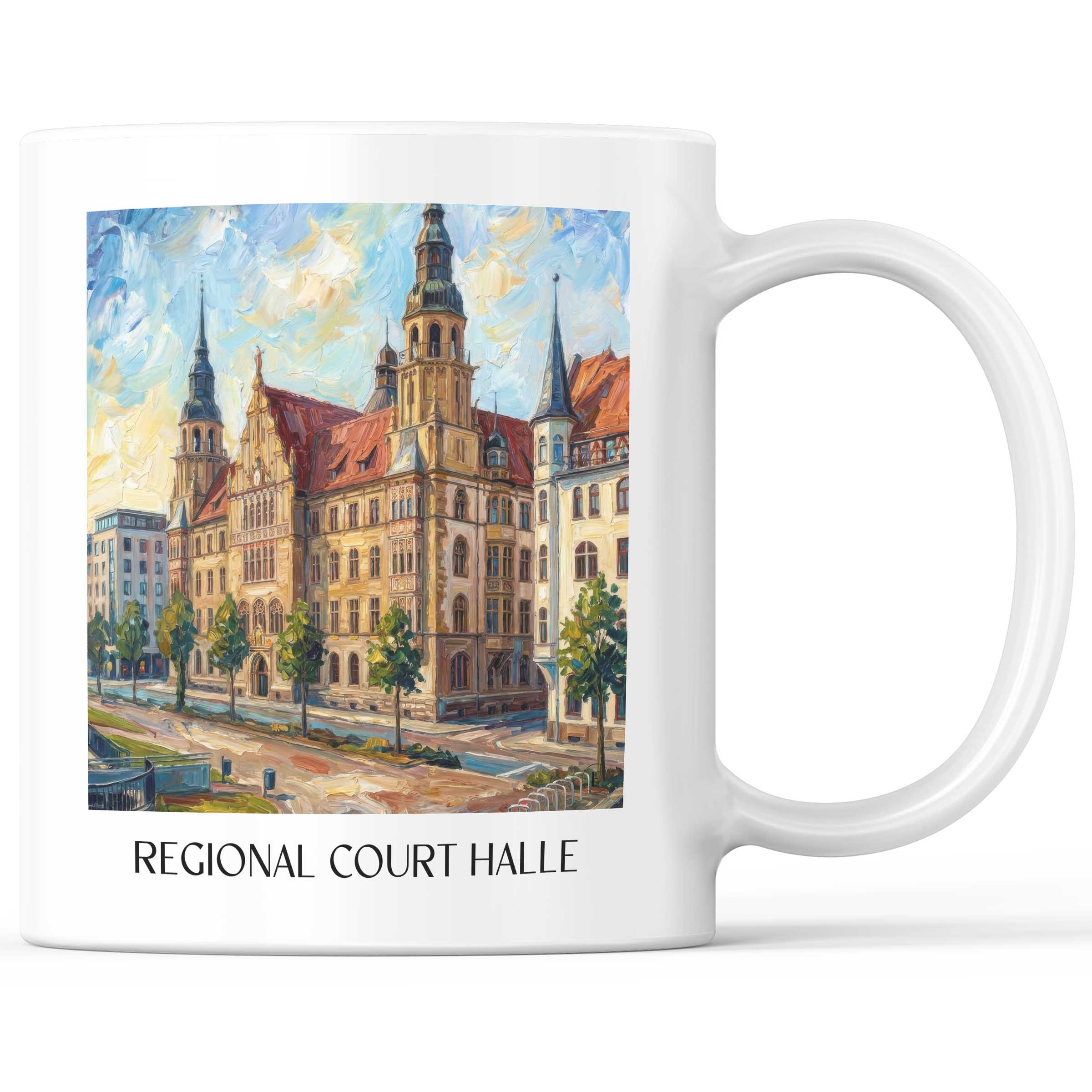 Landgericht Kaffeebecher - Halle - Deutschland Becher - Kaffeetasse im Ölgemälde Stil