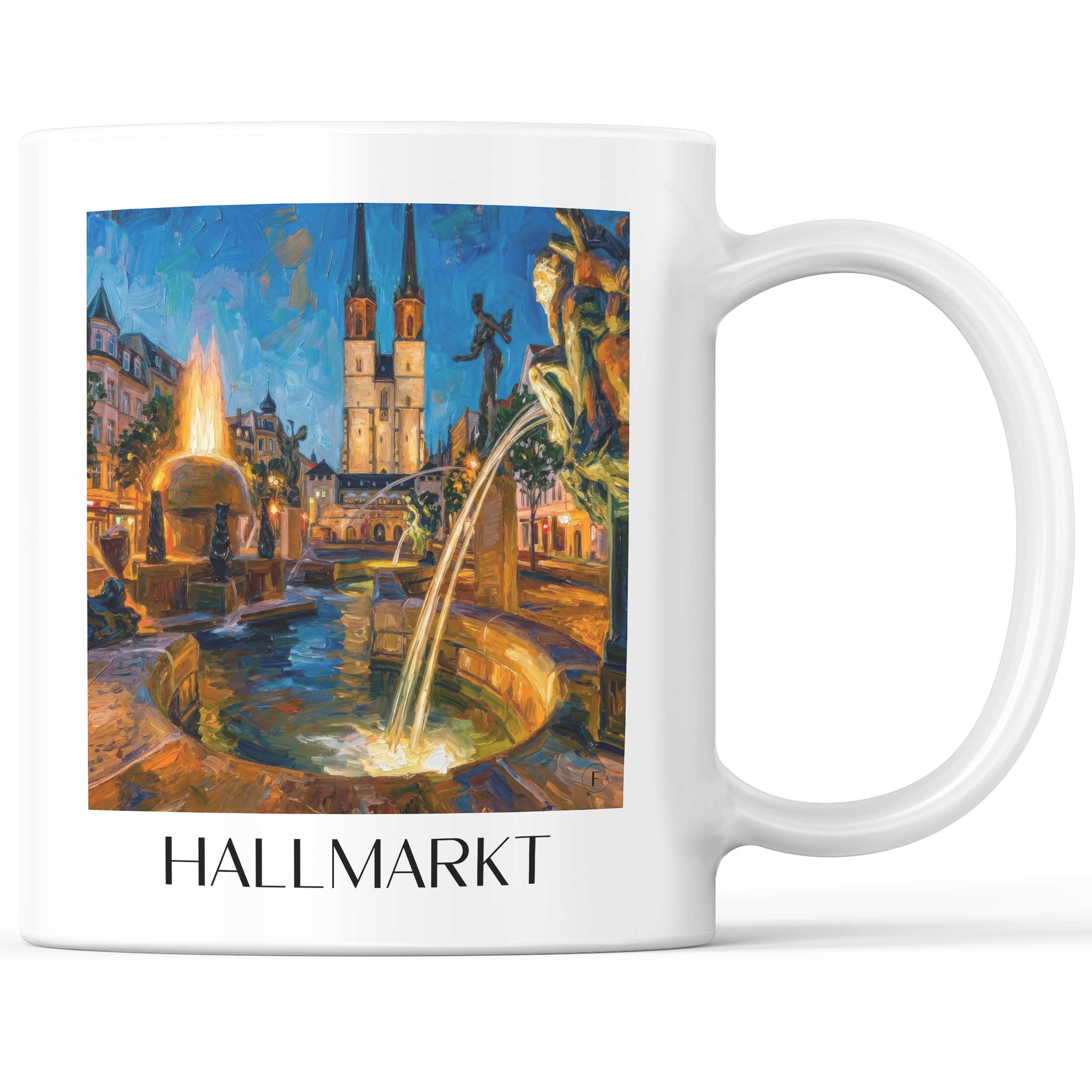 Hallmarkt Kaffeebecher - Halle - Deutschland Becher - Kaffeetasse im Ölgemälde Stil