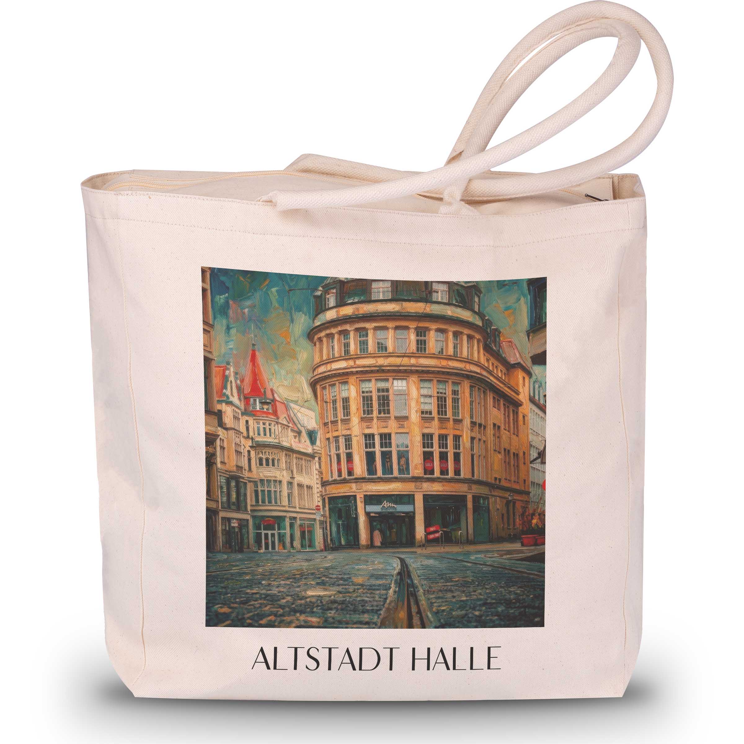 altstadt-halle-deutschland-einkaufstasche-oil-painting-oelgemaelde