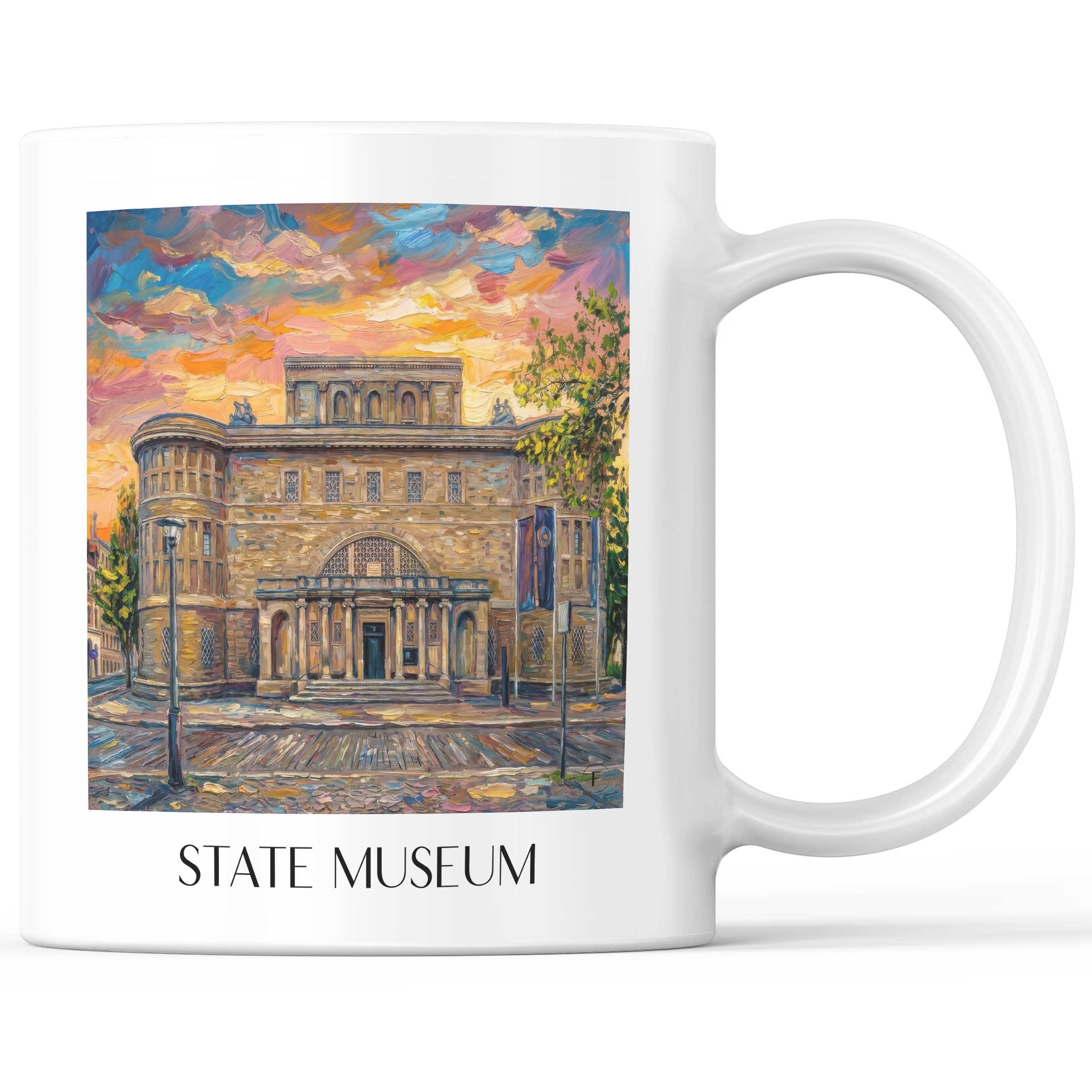 Landesmuseum Kaffeebecher - Halle - Deutschland Becher - Kaffeetasse im Ölgemälde Stil