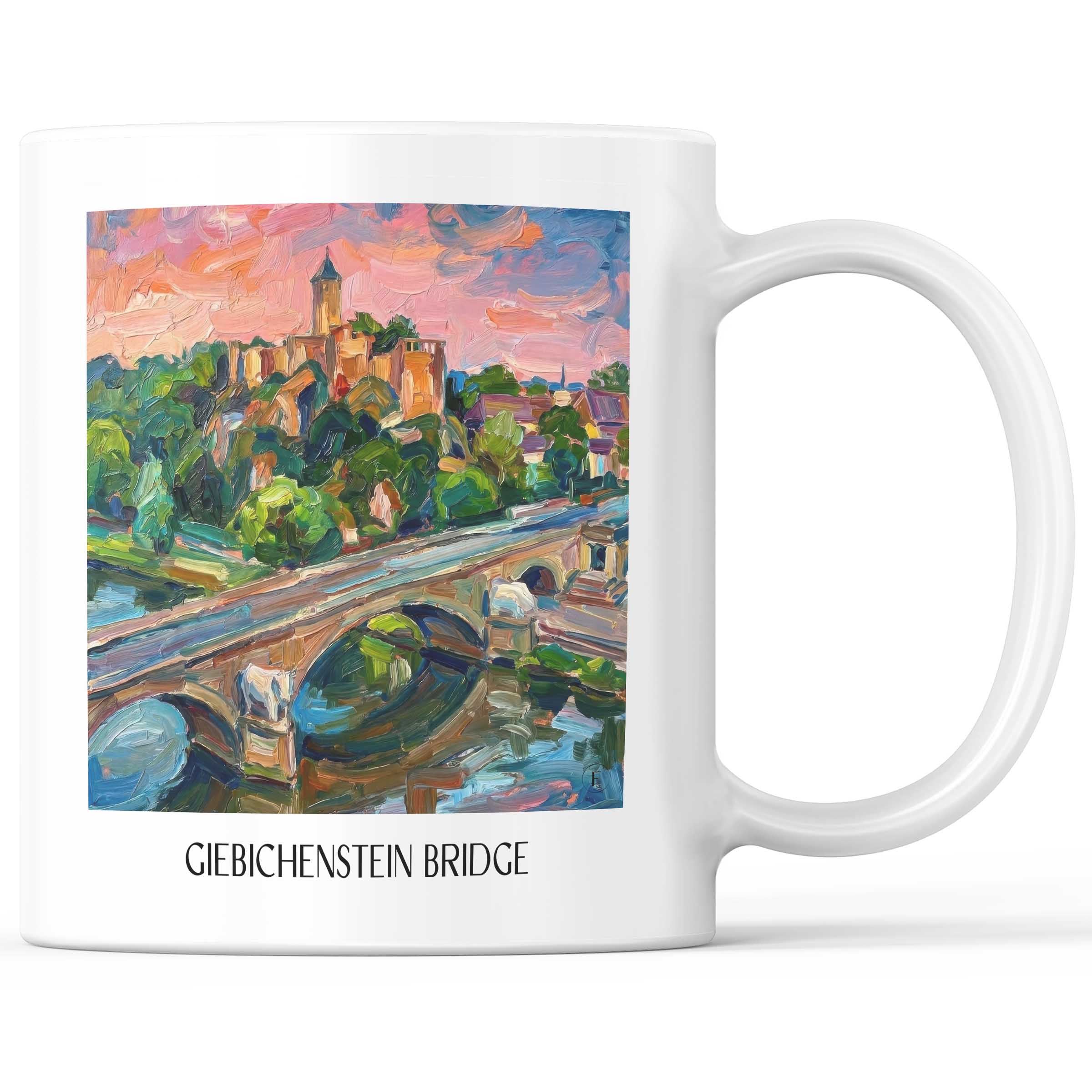 Giebichensteinbrücke Kaffeebecher - Halle - Deutschland Becher - Kaffeetasse im Ölgemälde Stil