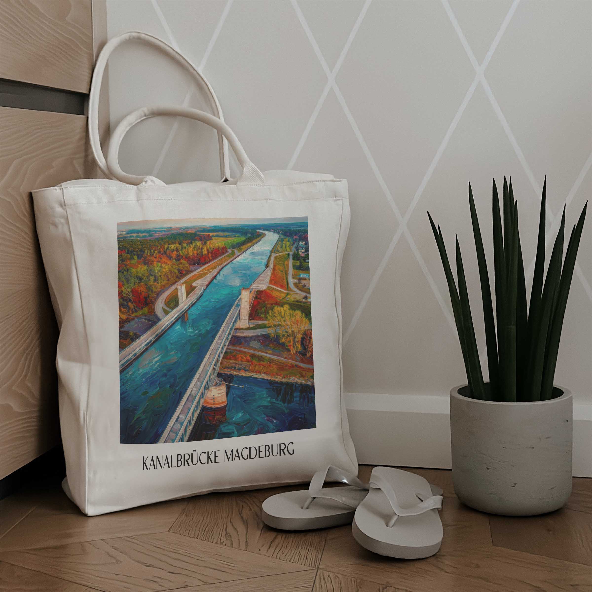 kanalbrücke-magdeburg-sachsen-anhalt-deutschland-einkaufstasche-oil-painting-oelgemaelde