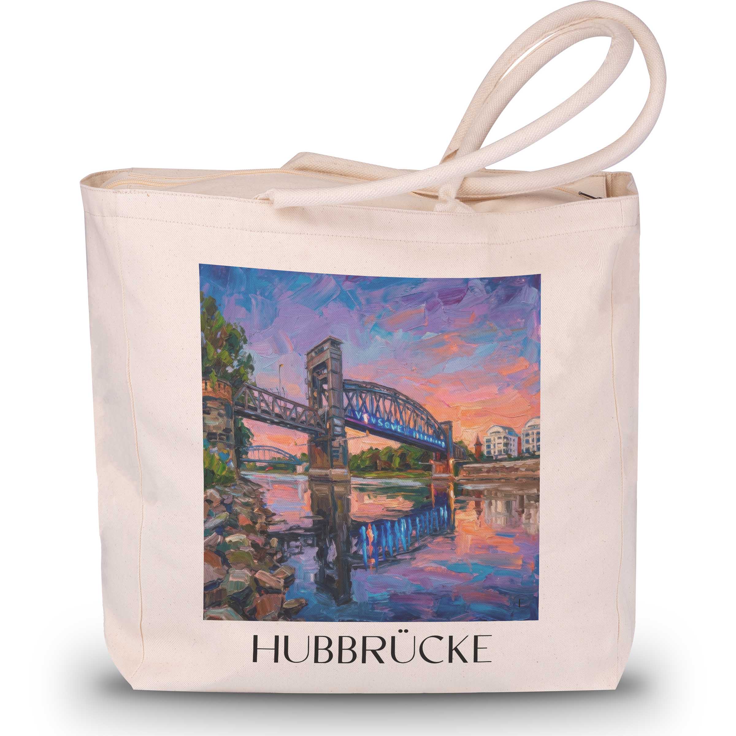 hubbrücke-magdeburg-deutschland-einkaufstasche-oil-painting-oelgemaelde