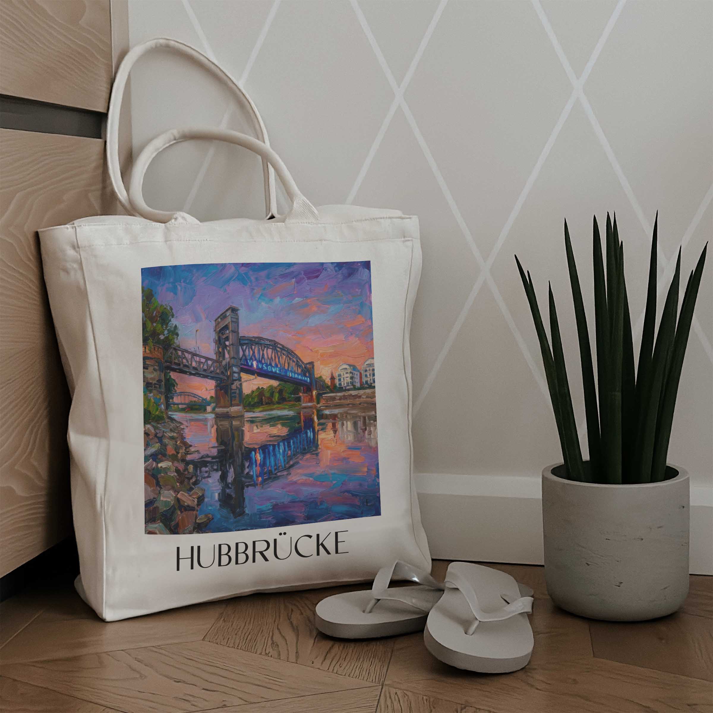 hubbrücke-magdeburg-deutschland-einkaufstasche-oil-painting-oelgemaelde