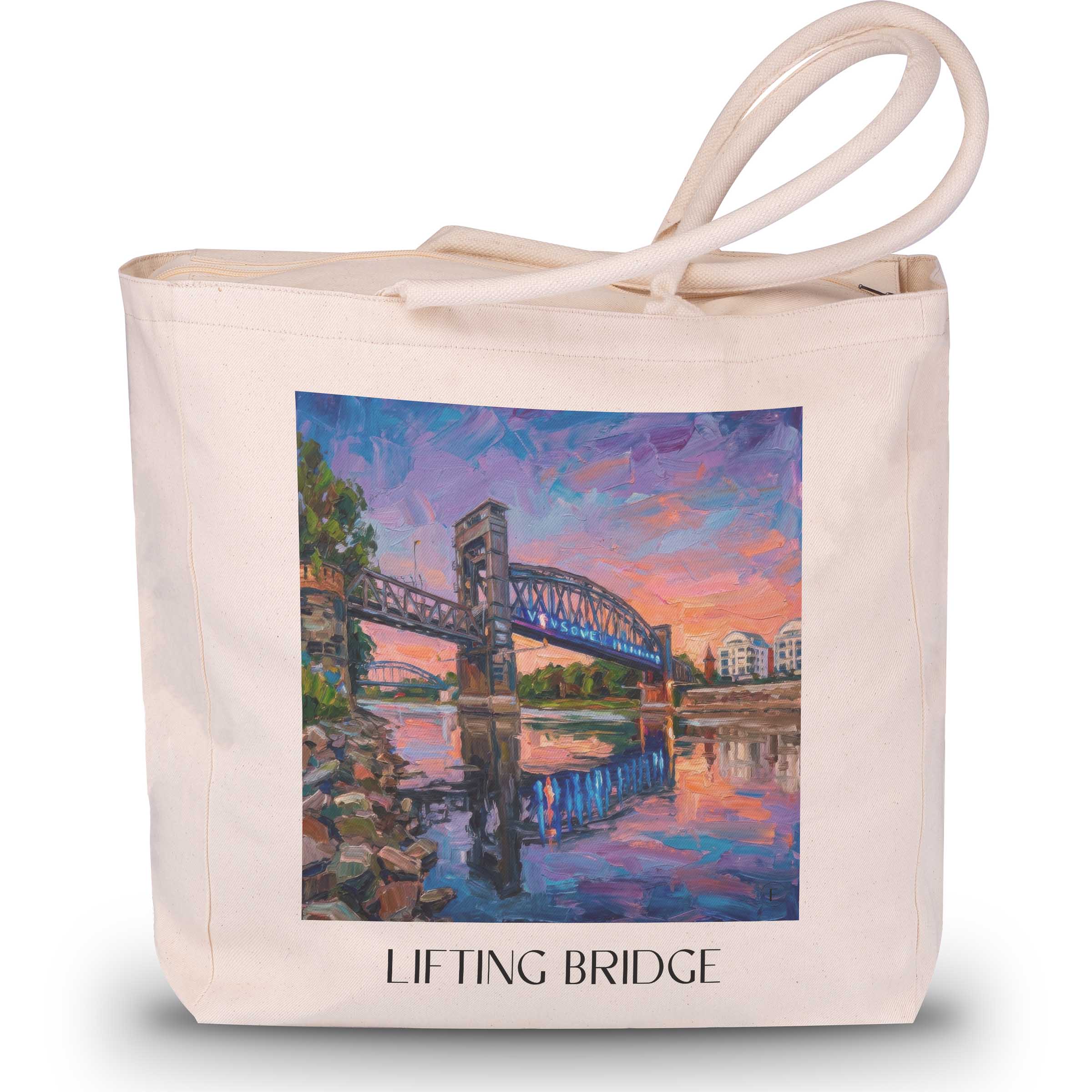 Hubbrücke Shopping Tasche - Magdeburg - Deutschland Tote Bag - Einkaufstasche im Ölgemälde Stil