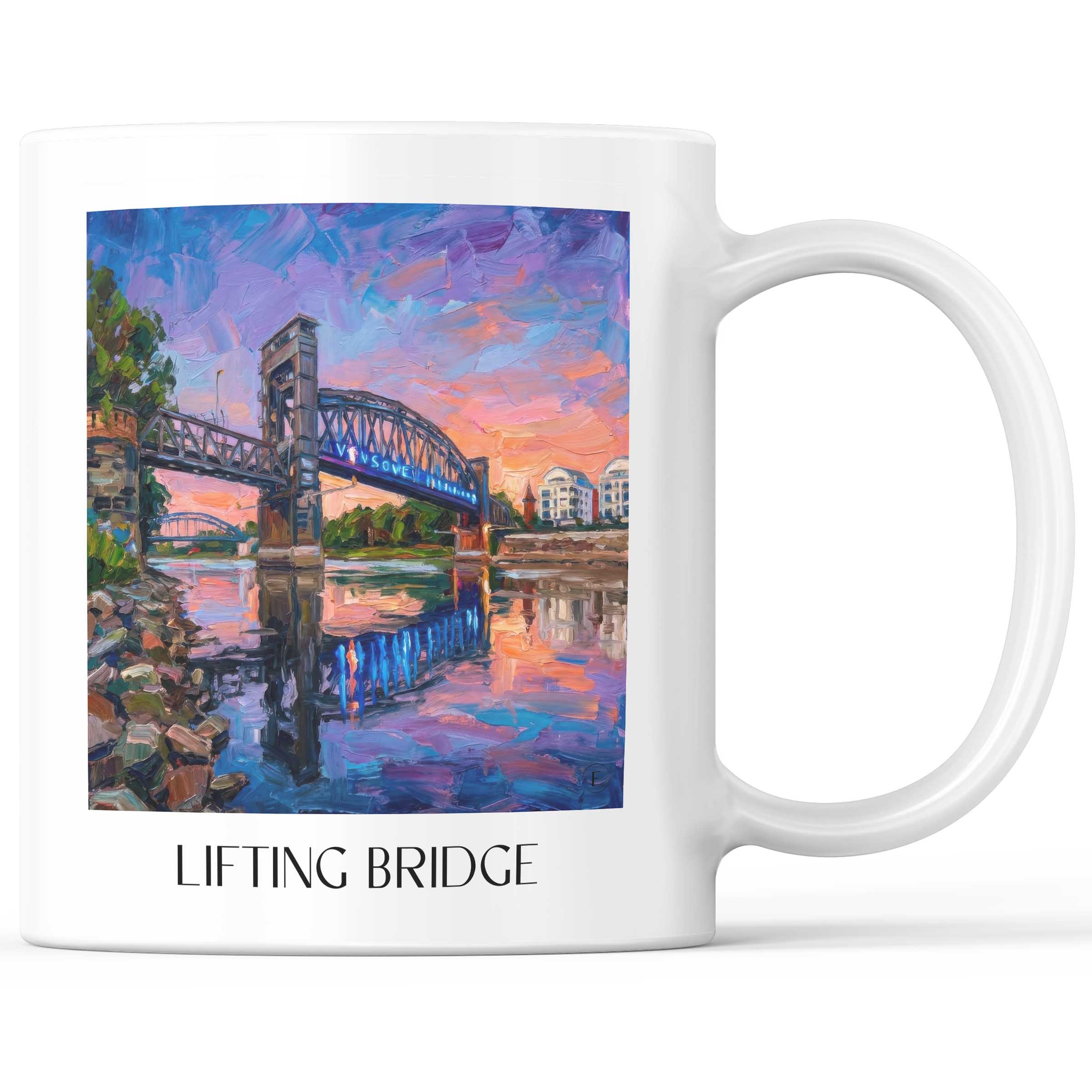 Hubbrücke Kaffeebecher - Magdeburg - Deutschland Becher - Kaffeetasse im Ölgemälde Stil