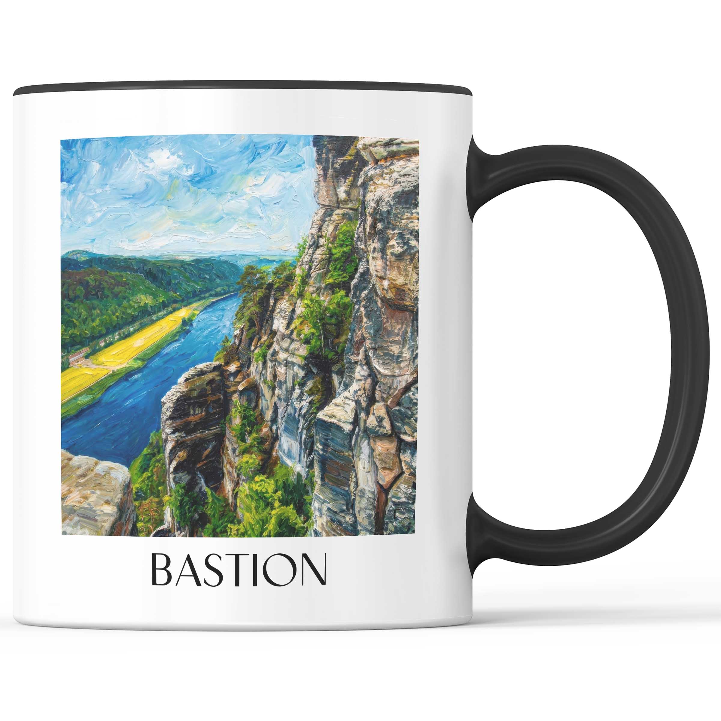 Bastei Kaffeebecher - Sächsische Schweiz - Deutschland Becher - Kaffeetasse im Ölgemälde Stil