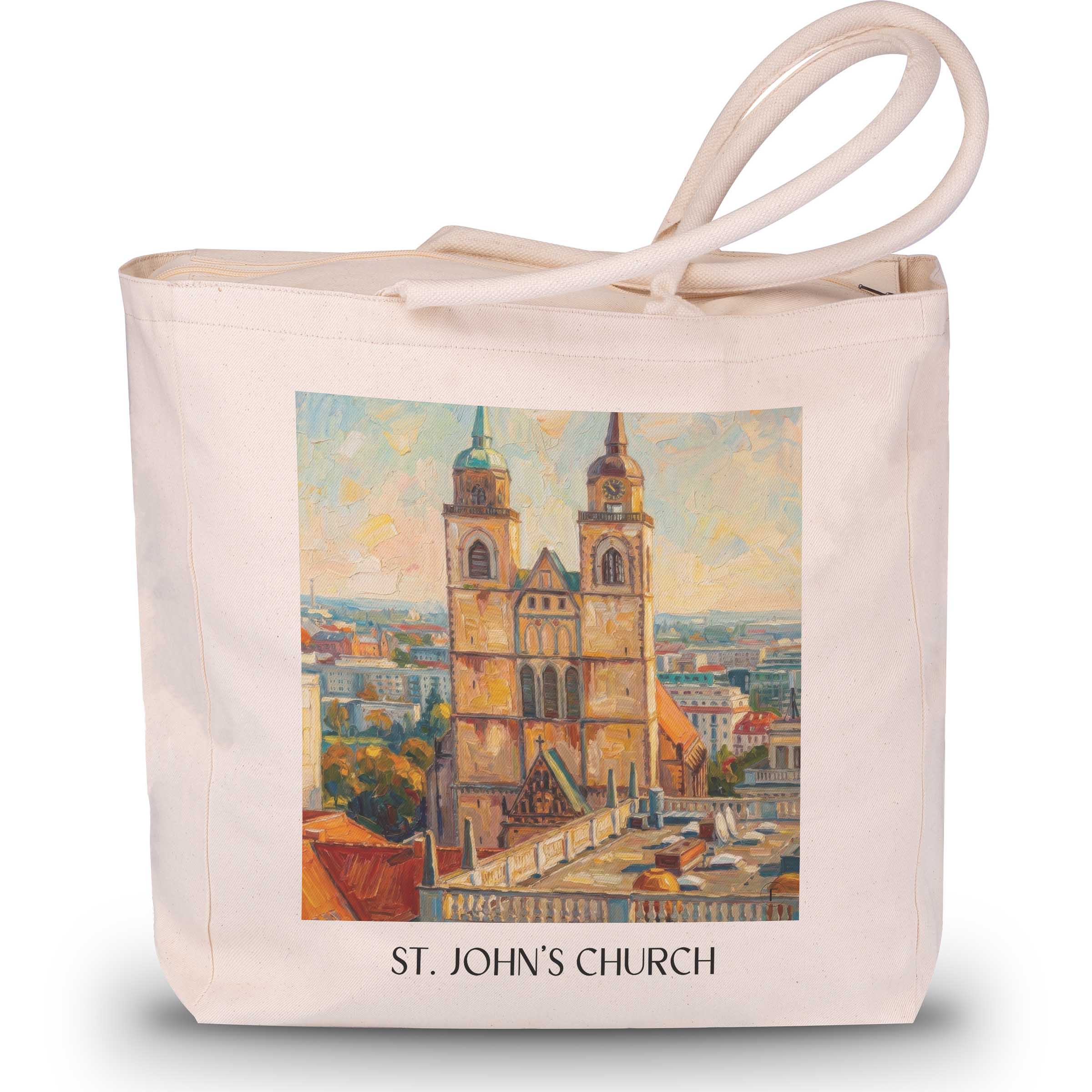 Johanniskirche Shopping Tasche - Magdeburg - Deutschland Tote Bag - Einkaufstasche im Ölgemälde Stil