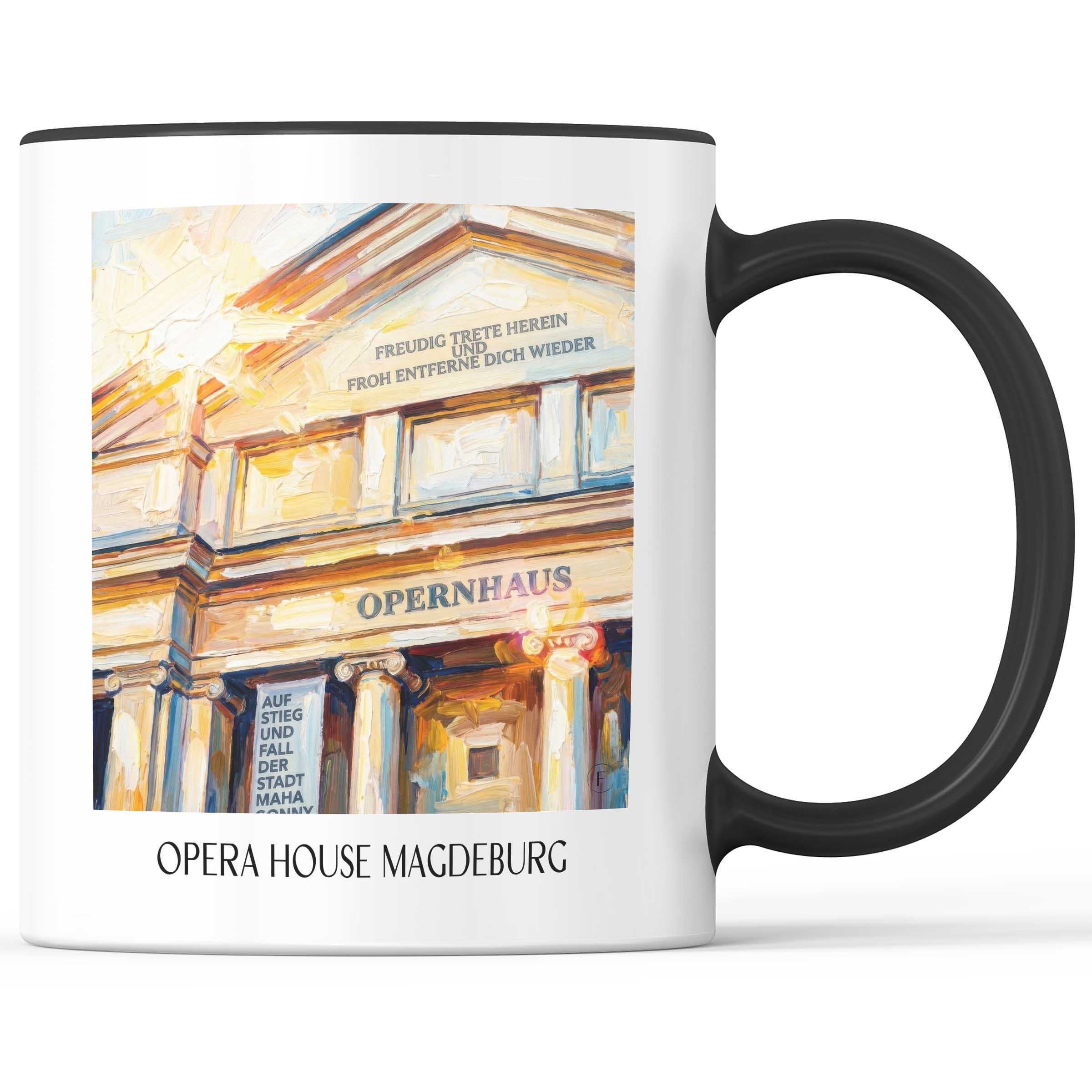 Opernhaus Kaffeebecher - Magdeburg - Deutschland Becher - Kaffeetasse im Ölgemälde Stil