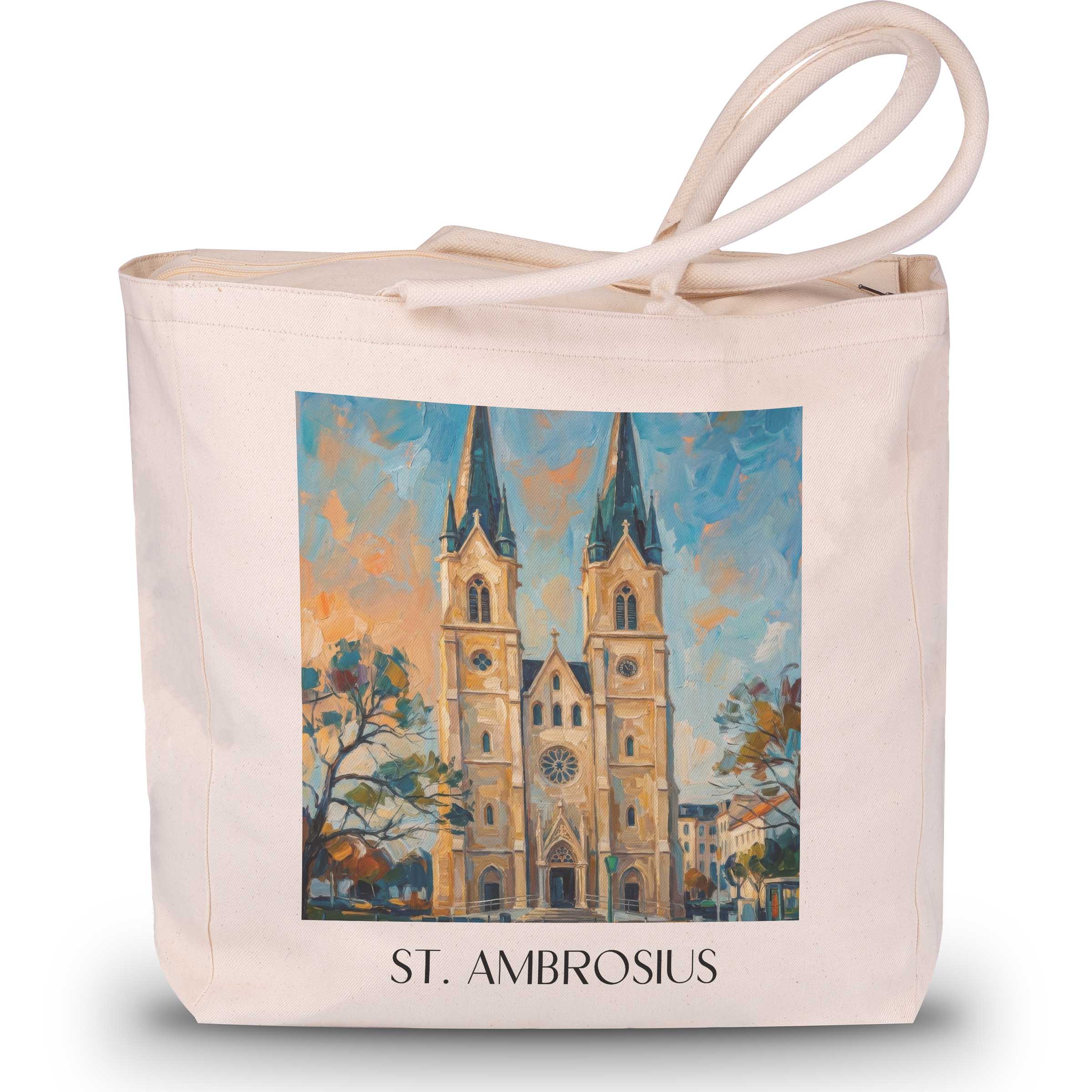 St. Ambrosius Shopping Tasche - Magdeburg - Deutschland Tote Bag - Einkaufstasche im Ölgemälde Stil