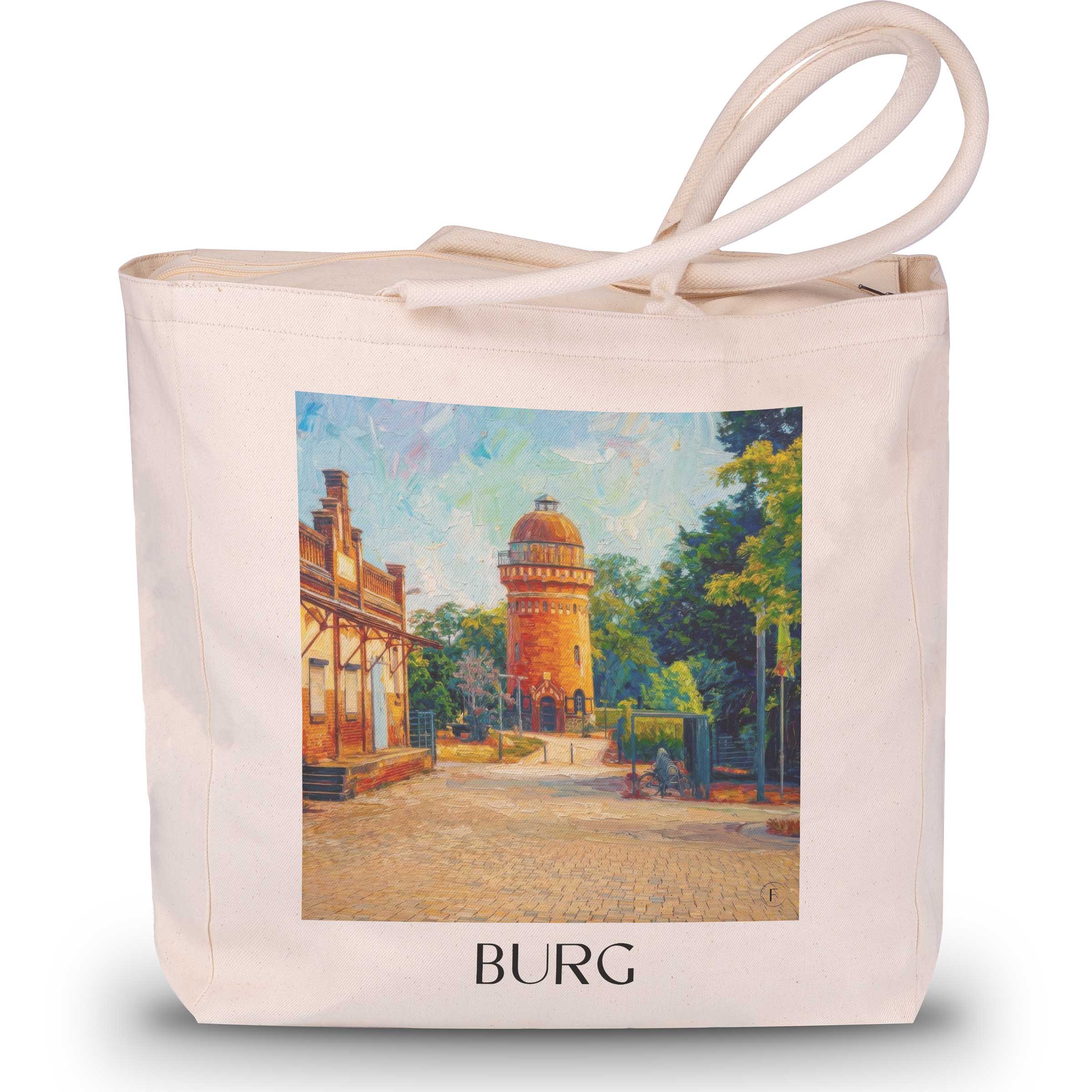 Burg Shopping Tasche - Magdeburg - Deutschland Tote Bag - Einkaufstasche im Ölgemälde Stil