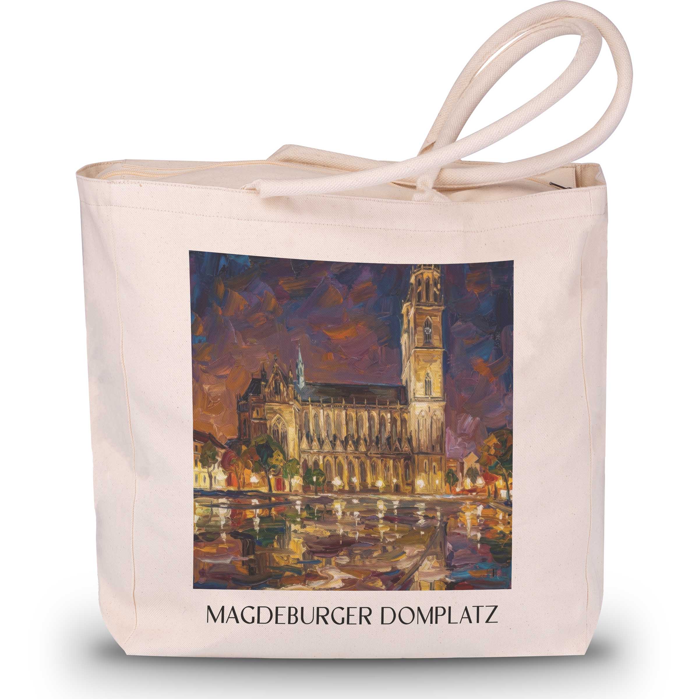 domplatz-magdeburg-deutschland-einkaufstasche-oil-painting-oelgemaelde