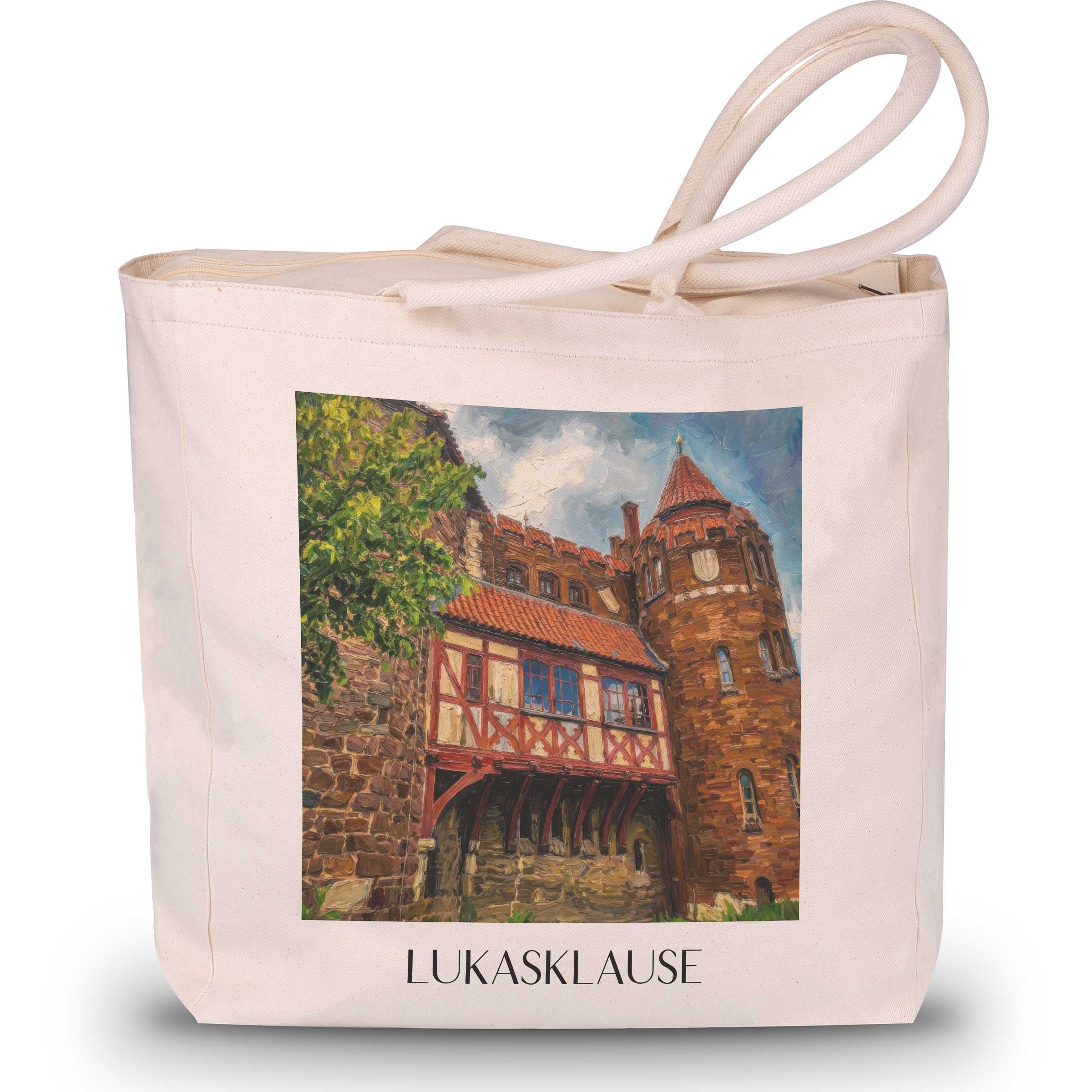 Lukasklause Shopping Tasche - Magdeburg - Deutschland Tote Bag - Einkaufstasche im Ölgemälde Stil