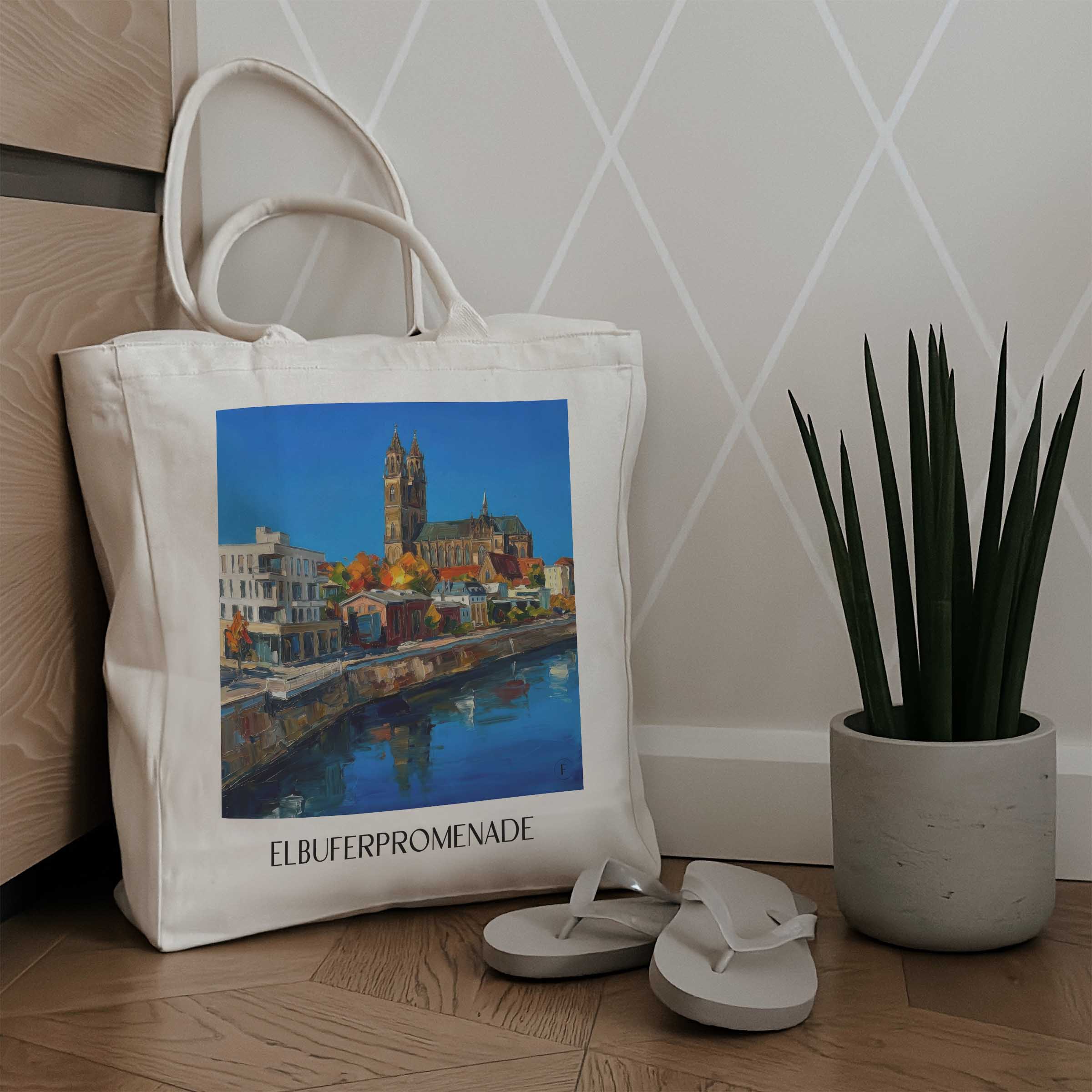elbuferpromenade-magdeburg-deutschland-einkaufstasche-oil-painting-oelgemaelde