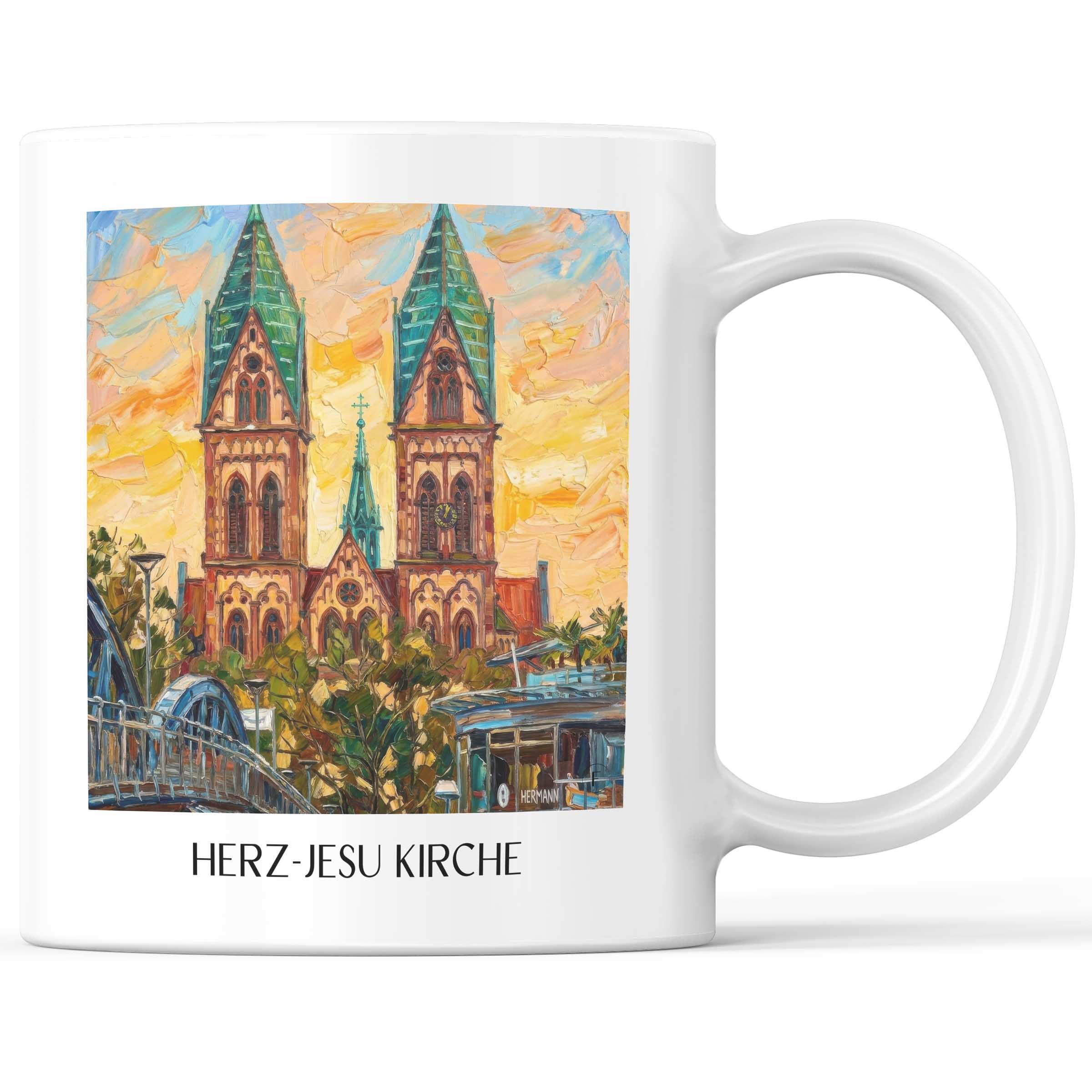 herz-jesu-kirche-freiburg-deutschland-kaffeebecher-oil-painting-oelgemaelde