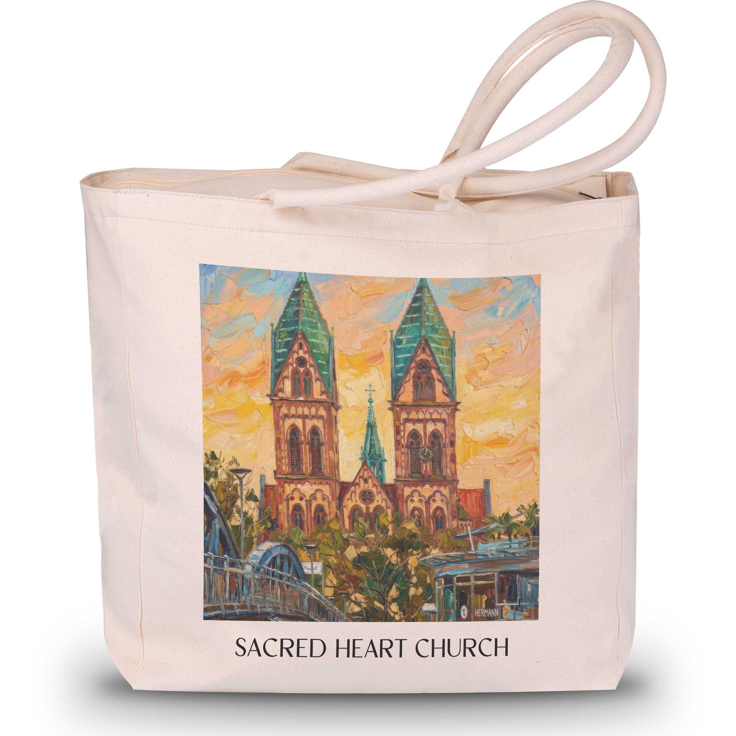 Herz-Jesu Kirche Shopping Tasche - Freiburg - Deutschland Tote Bag - Einkaufstasche im Ölgemälde Stil