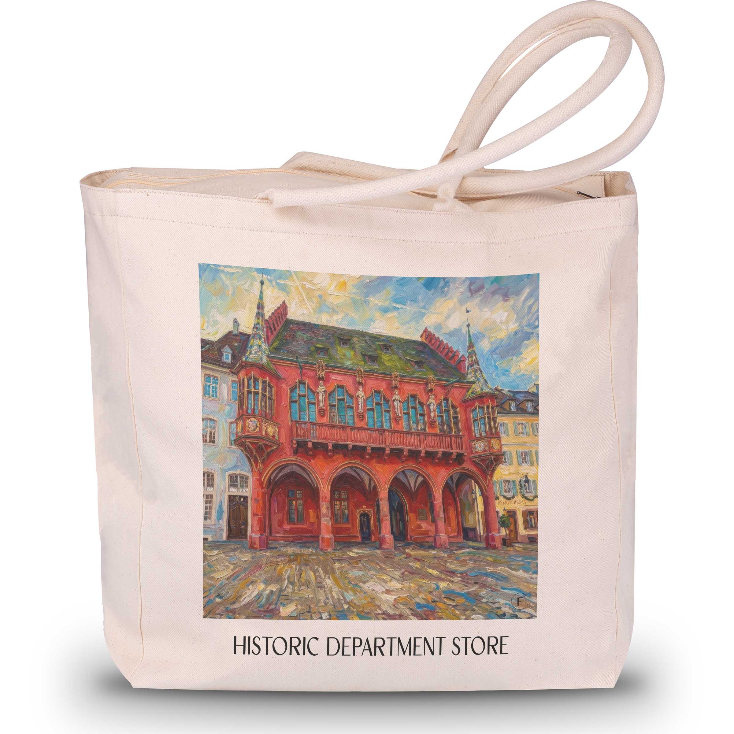 Historisches Kaufhaus Shopping Tasche - Freiburg - Deutschland Tote Bag - Einkaufstasche im Ölgemälde Stil
