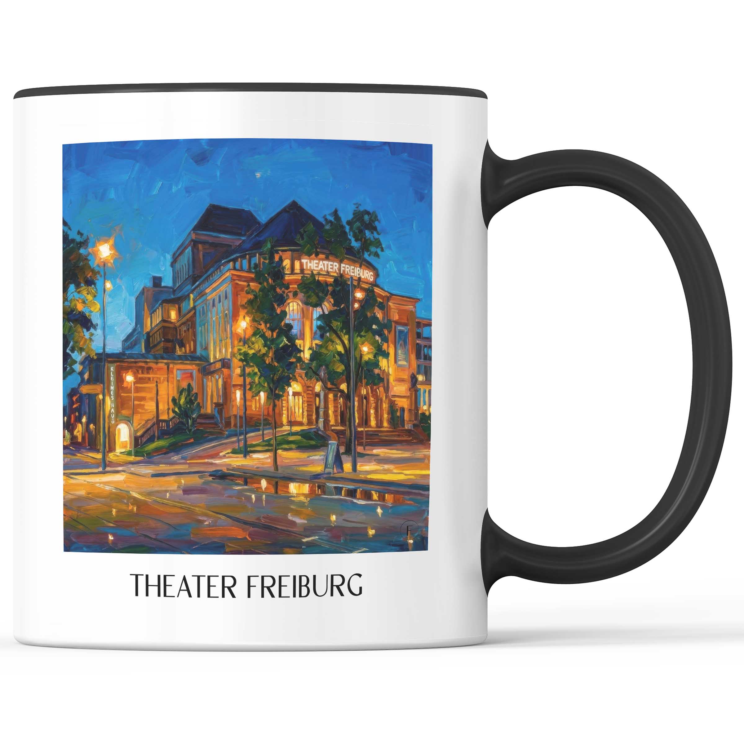 Theater Kaffeebecher - Freiburg - Deutschland Becher - Kaffeetasse im Ölgemälde Stil