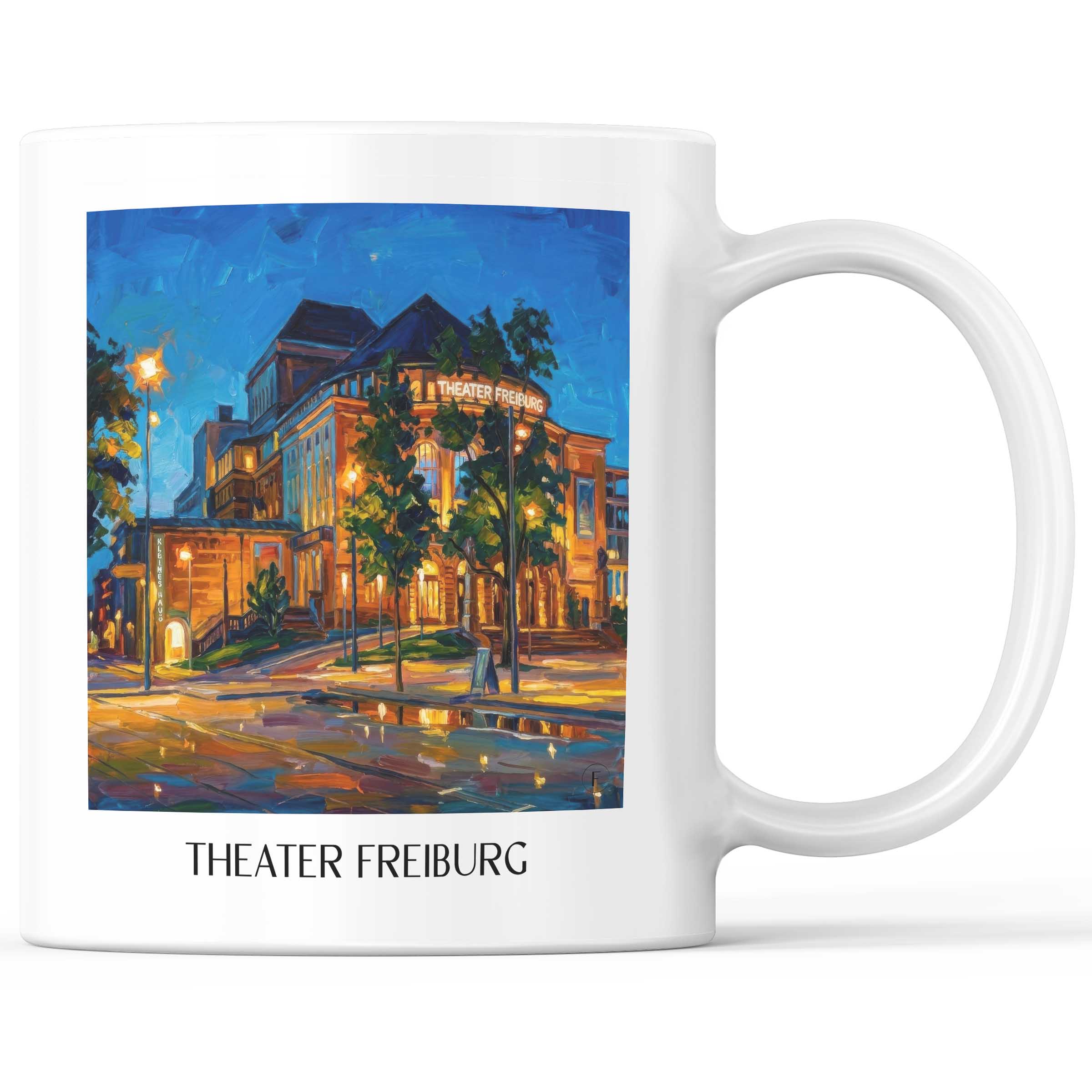 Theater Kaffeebecher - Freiburg - Deutschland Becher - Kaffeetasse im Ölgemälde Stil