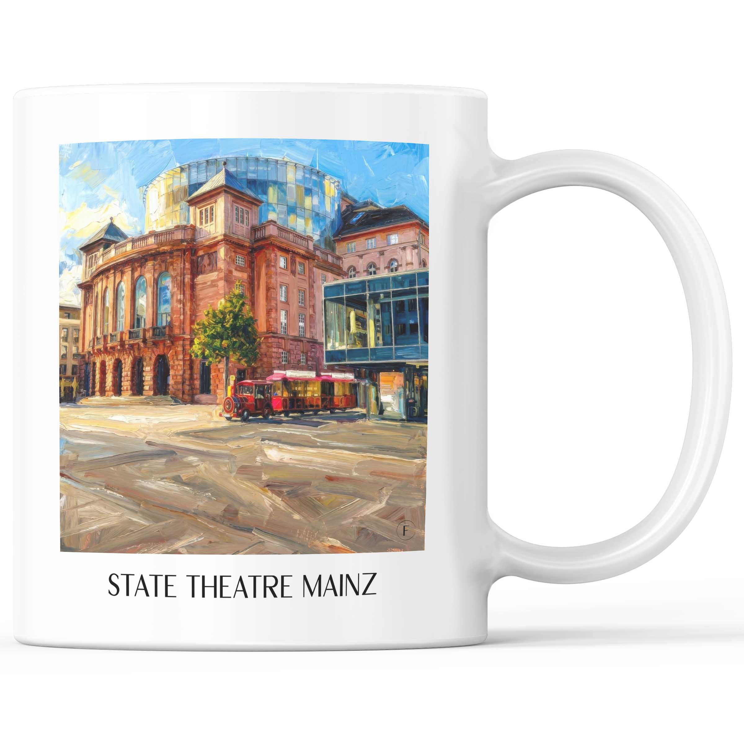Staatstheater Kaffeebecher - Mainz - Deutschland Becher - Kaffeetasse im Ölgemälde Stil