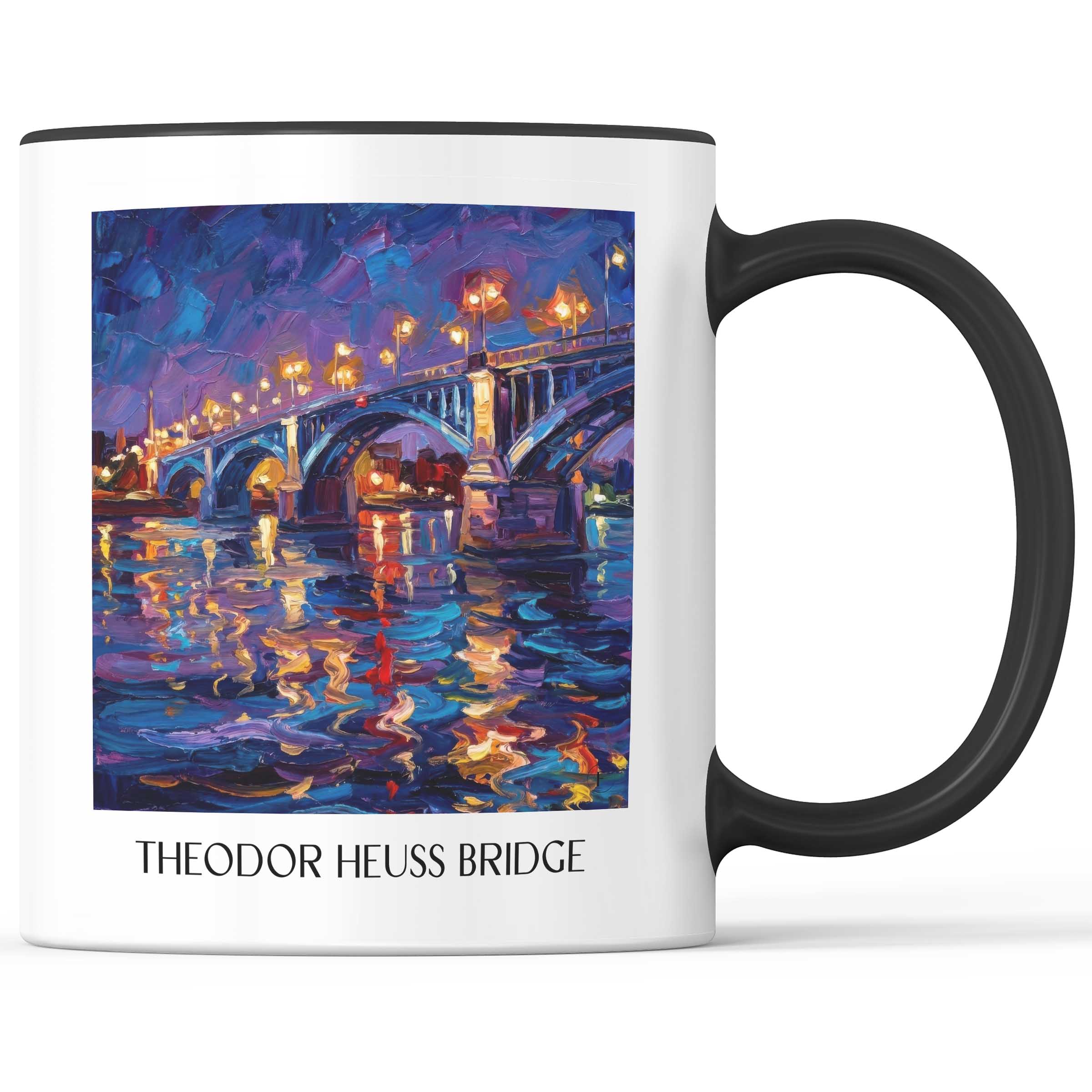 Theodor-Heuss-Brücke Kaffeebecher - Mainz - Deutschland Becher - Kaffeetasse im Ölgemälde Stil