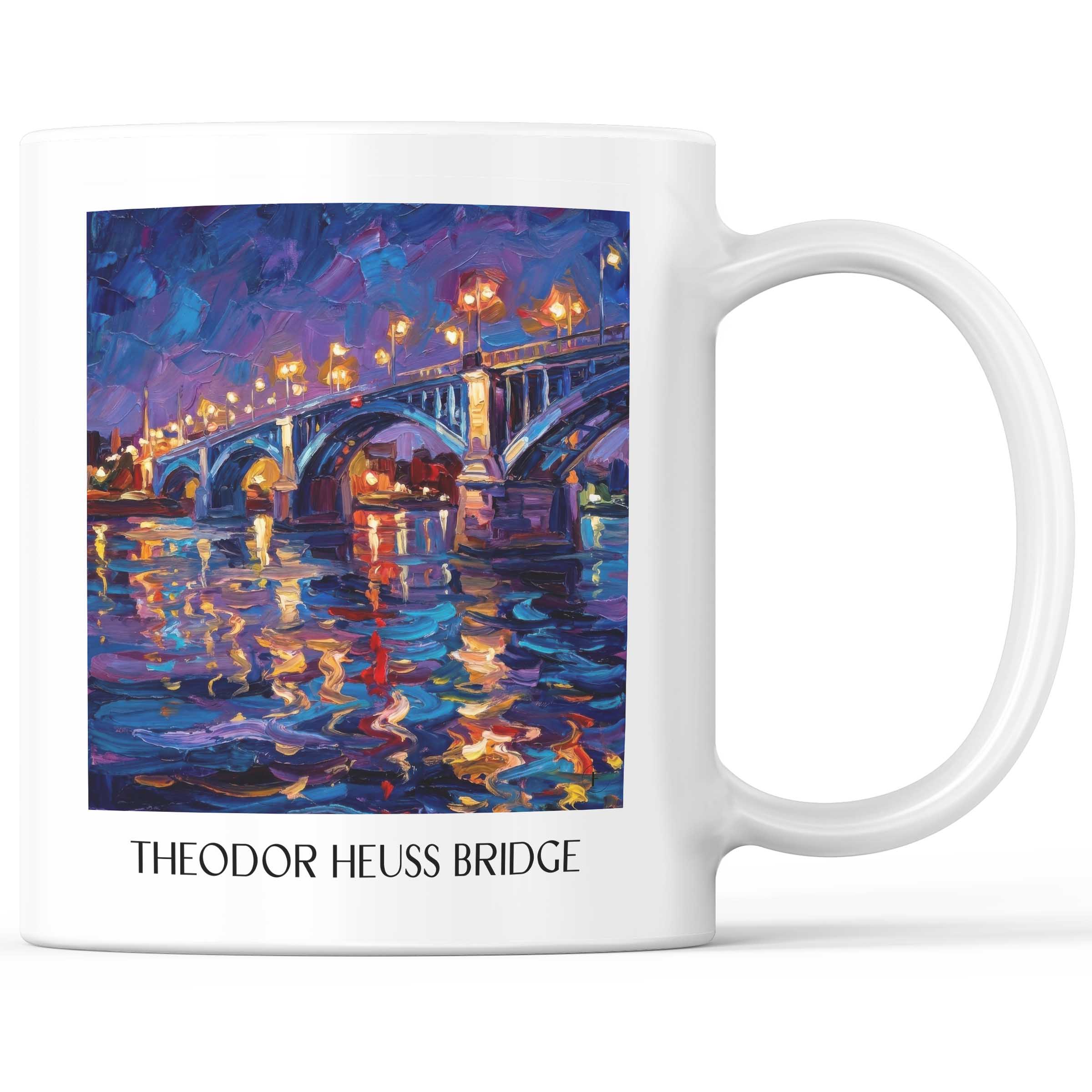 Theodor-Heuss-Brücke Kaffeebecher - Mainz - Deutschland Becher - Kaffeetasse im Ölgemälde Stil