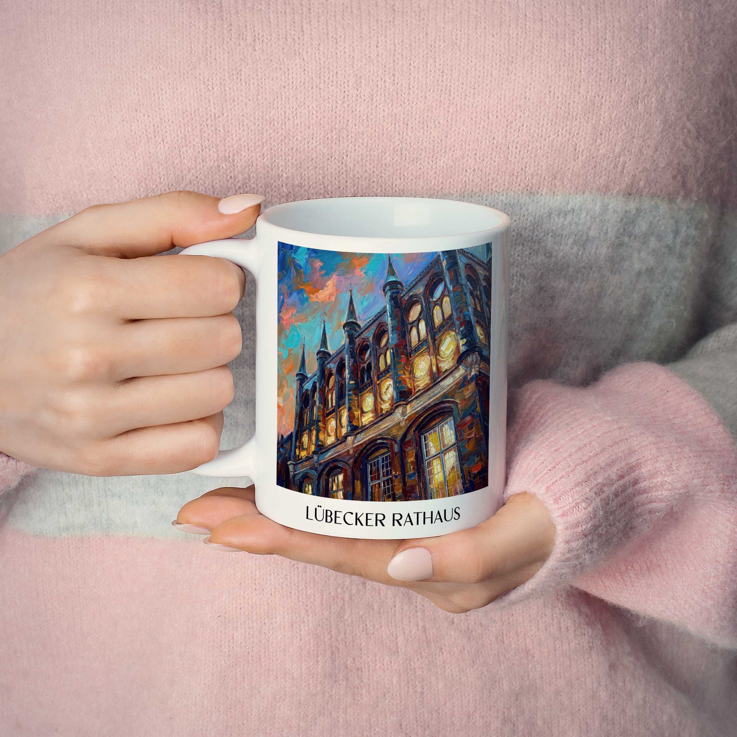 rathaus-lübeck-deutschland-kaffeebecher-oil-painting-oelgemaelde