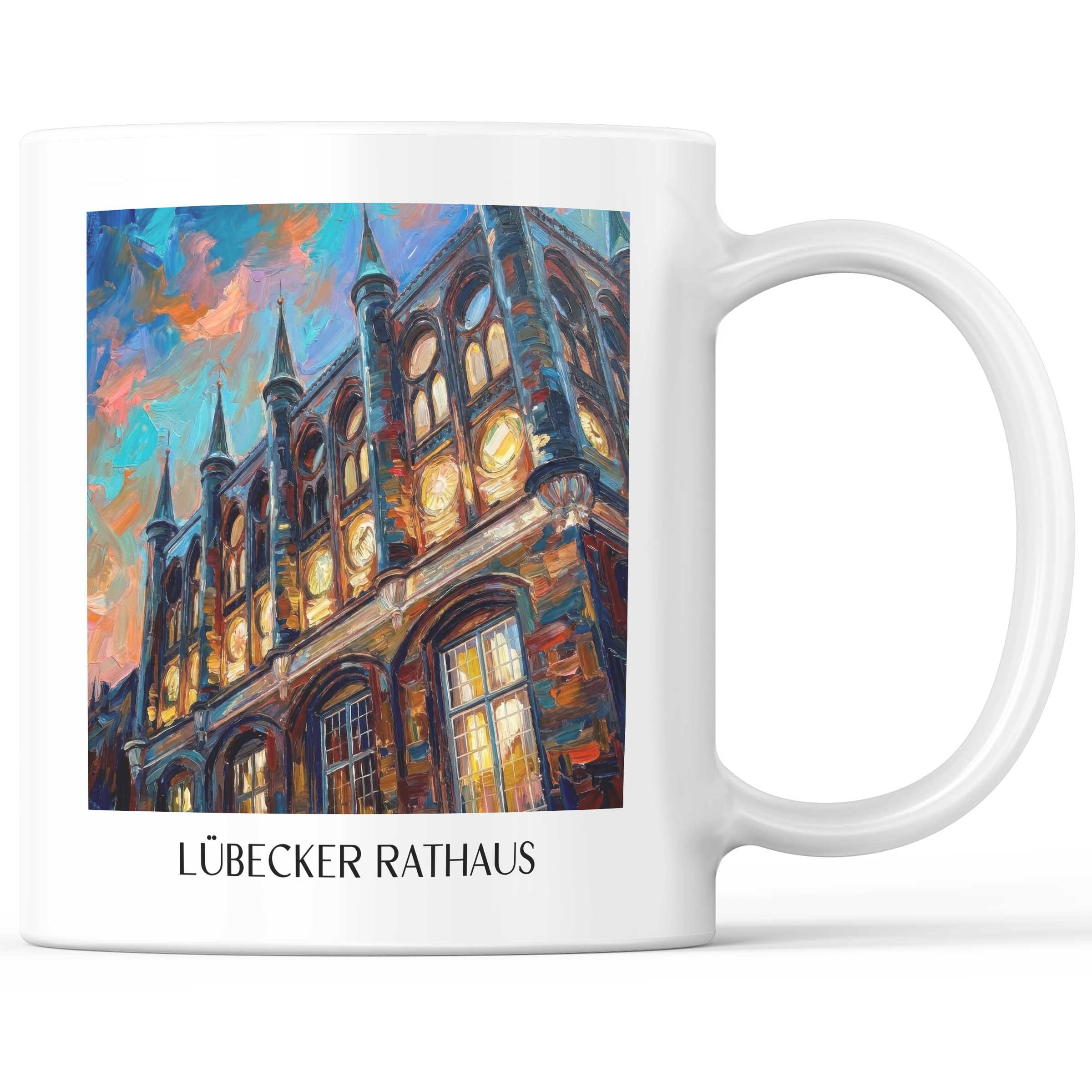 rathaus-lübeck-deutschland-kaffeebecher-oil-painting-oelgemaelde