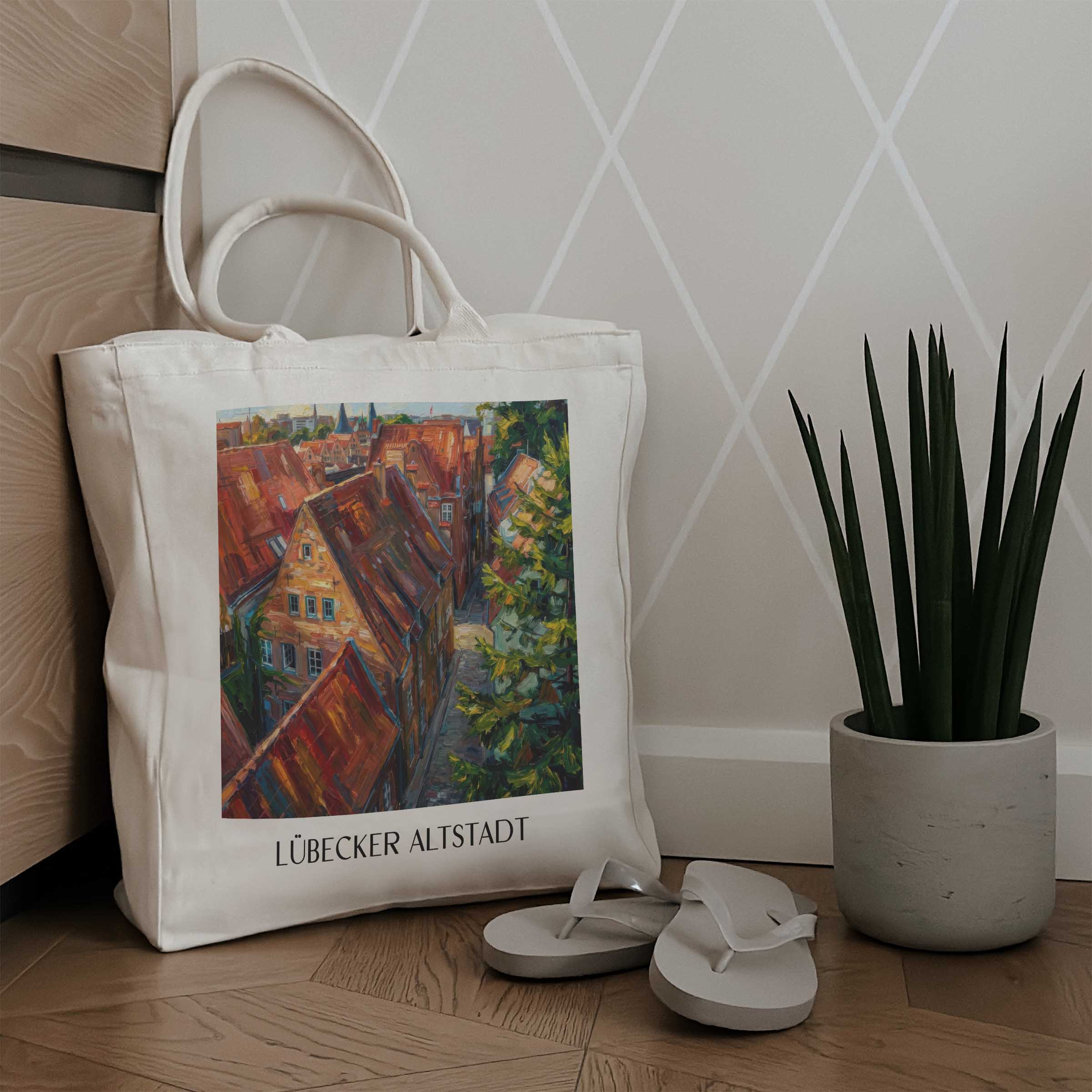 altstadt-lübeck-deutschland-einkaufstasche-oil-painting-oelgemaelde