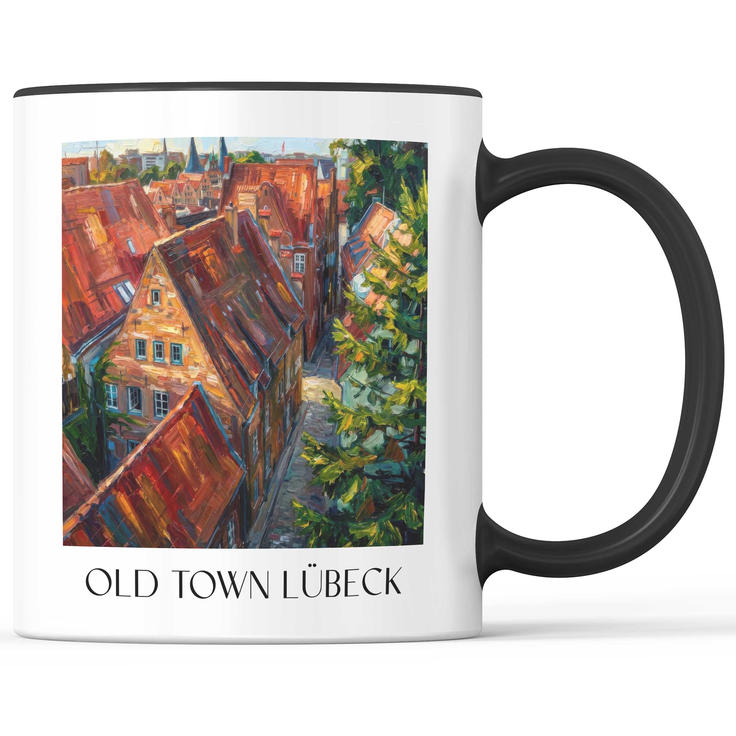 Altstadt Kaffeebecher - Lübeck - Deutschland Becher - Kaffeetasse im Ölgemälde Stil