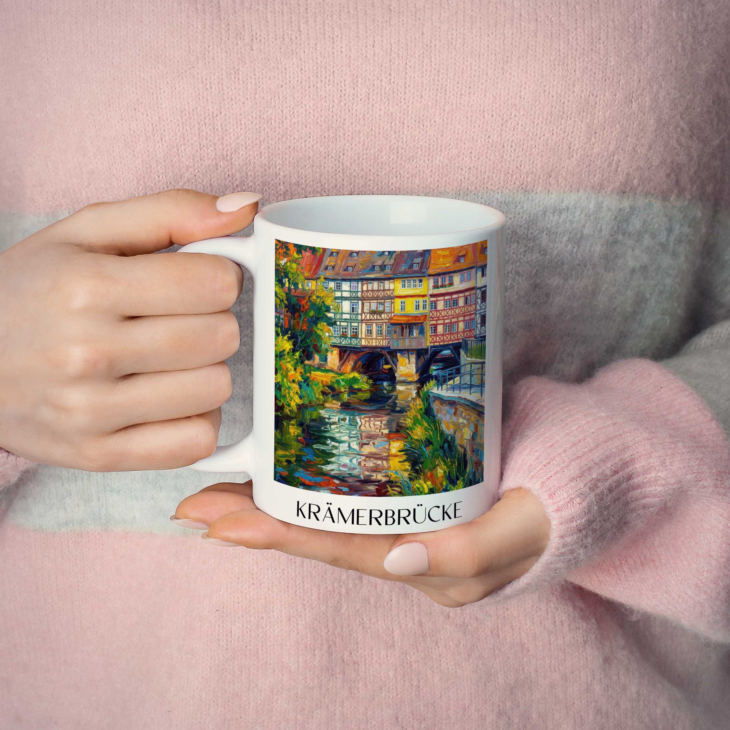 krämerbrücke-erfurt-deutschland-kaffeebecher-oil-painting-oelgemaelde